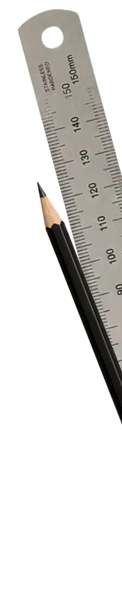 A ruler and pencil, representing precise tile size measurement