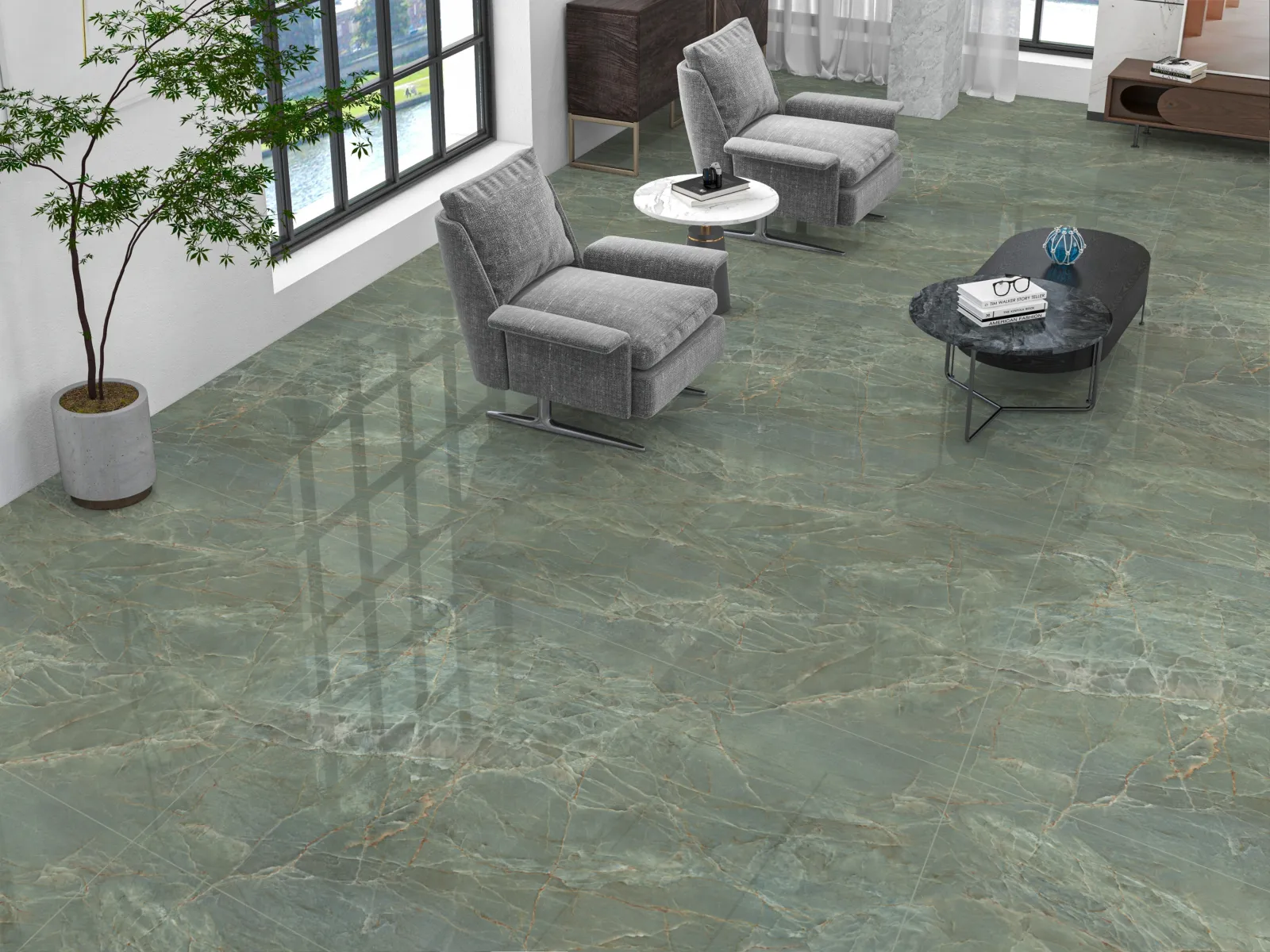 Ultra Onyx Green — in a space