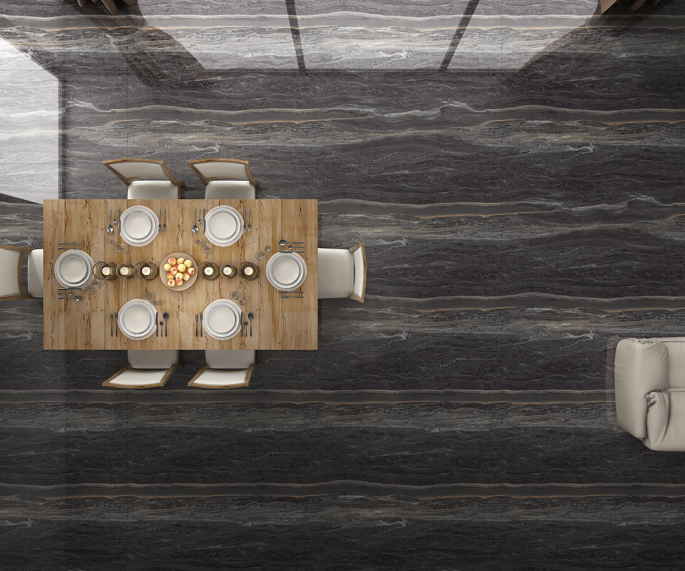 875011 Vestal Black tiles in a room setting