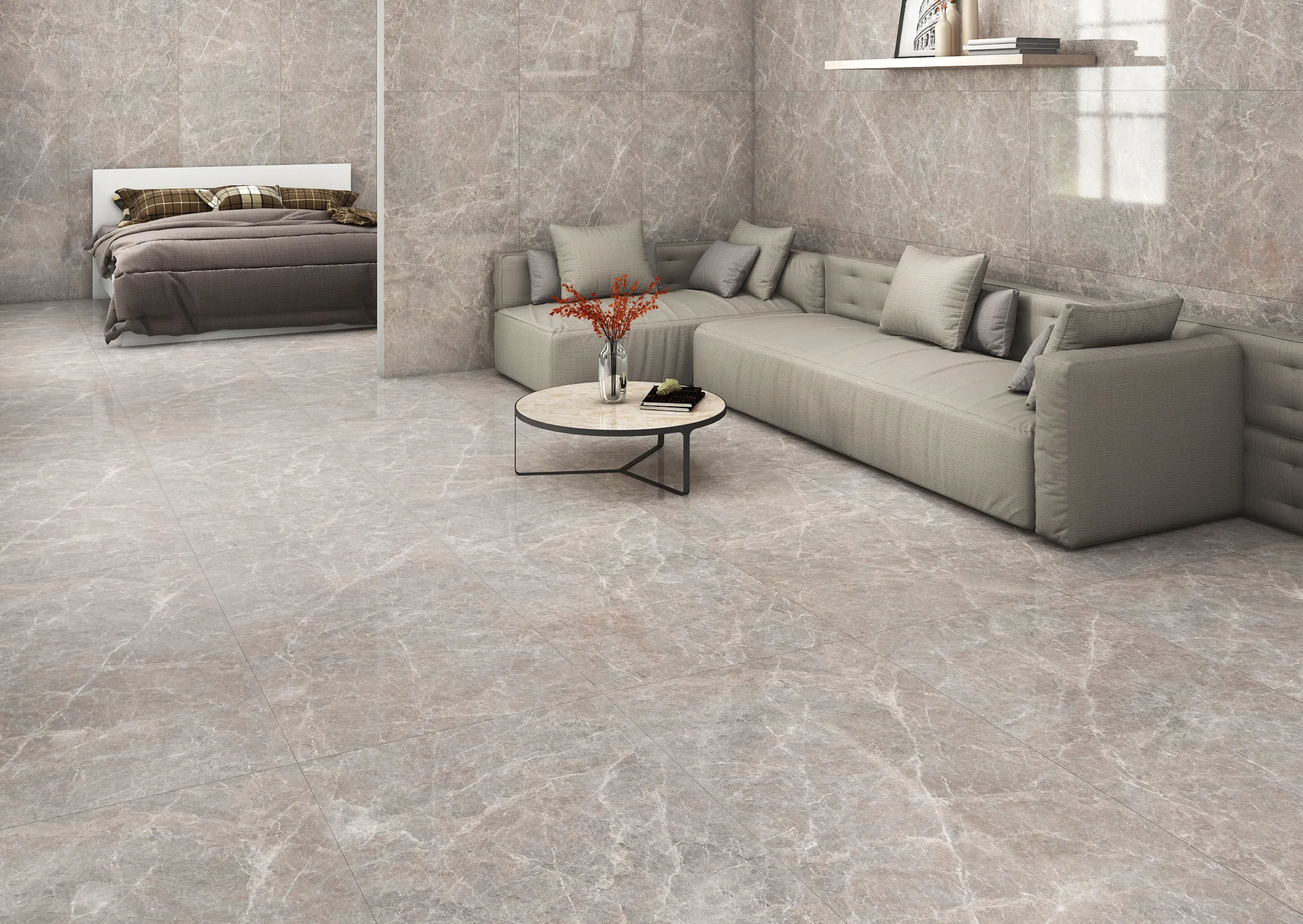 Ardour Ash tiles in a room setting