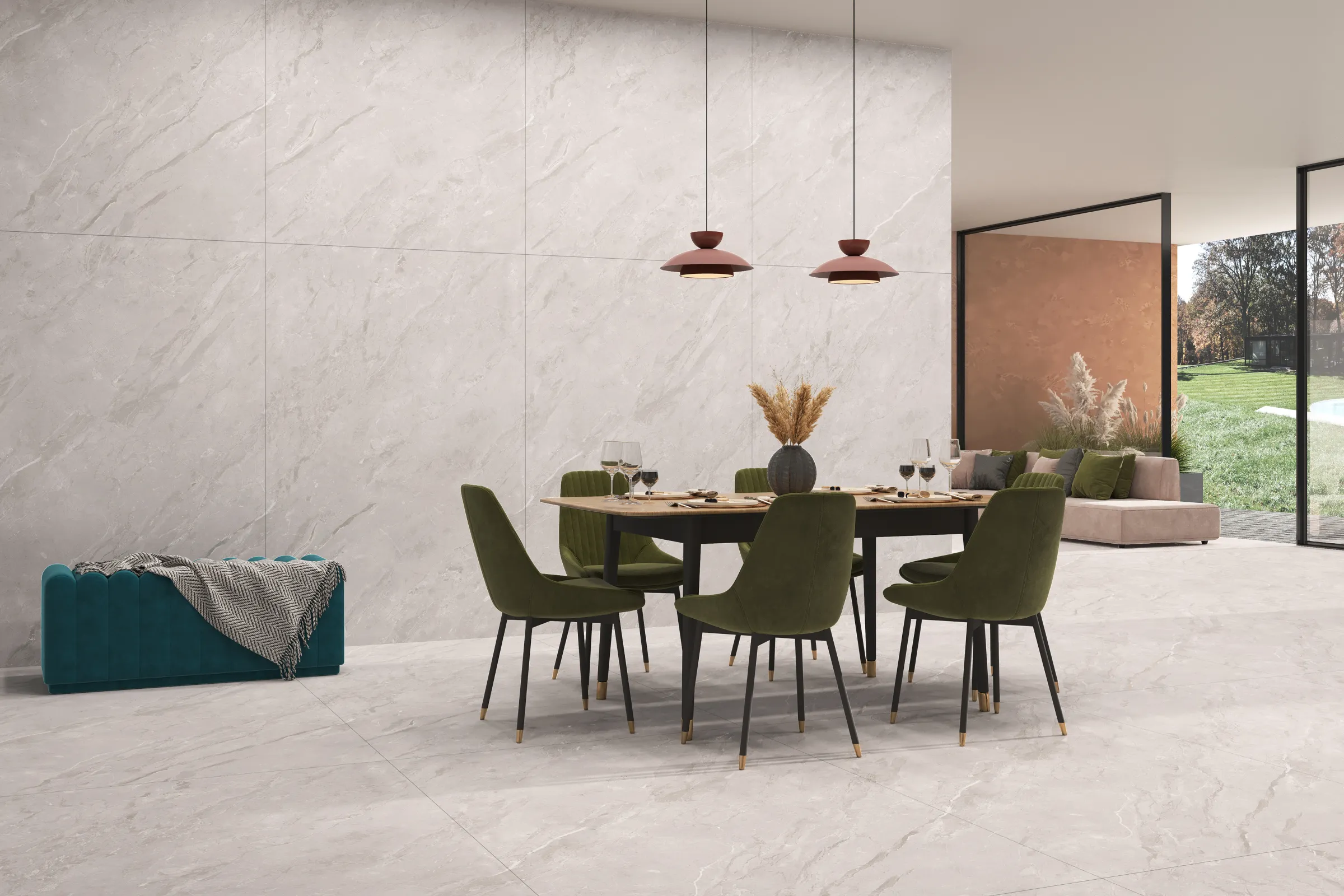 Cinerea River Grey tiles in a room setting