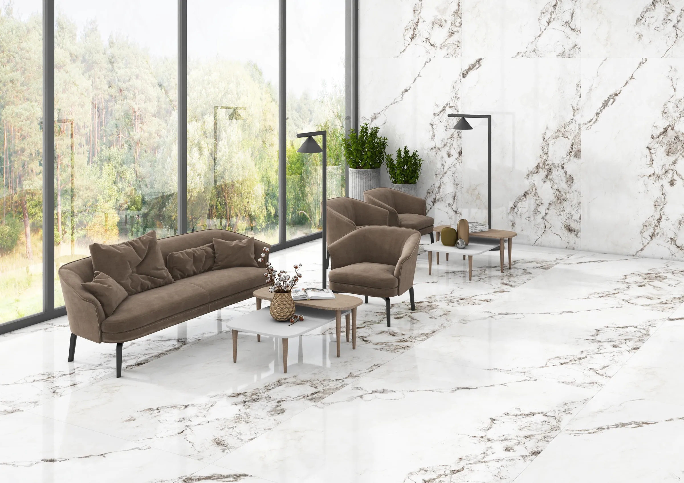 Narzo White tiles in a room setting