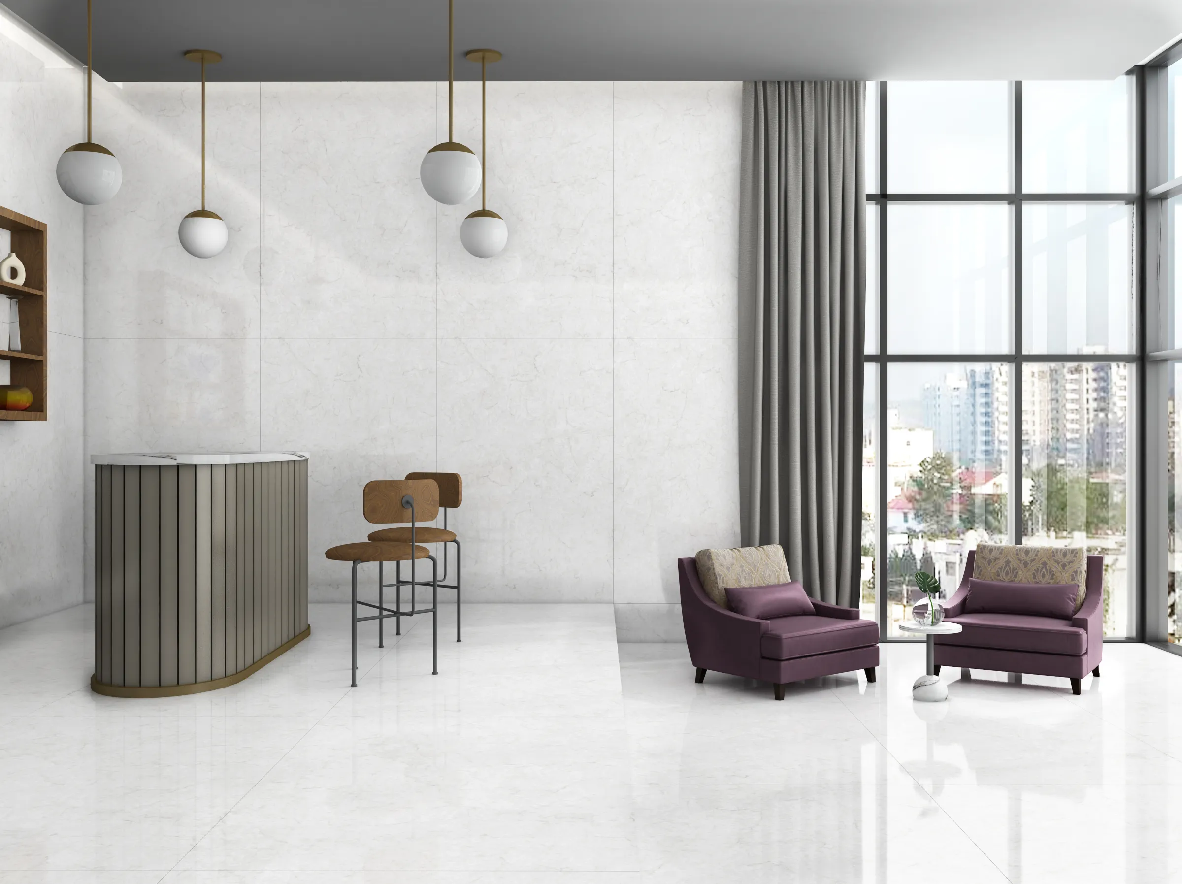 Otis Bianco tiles in a room setting
