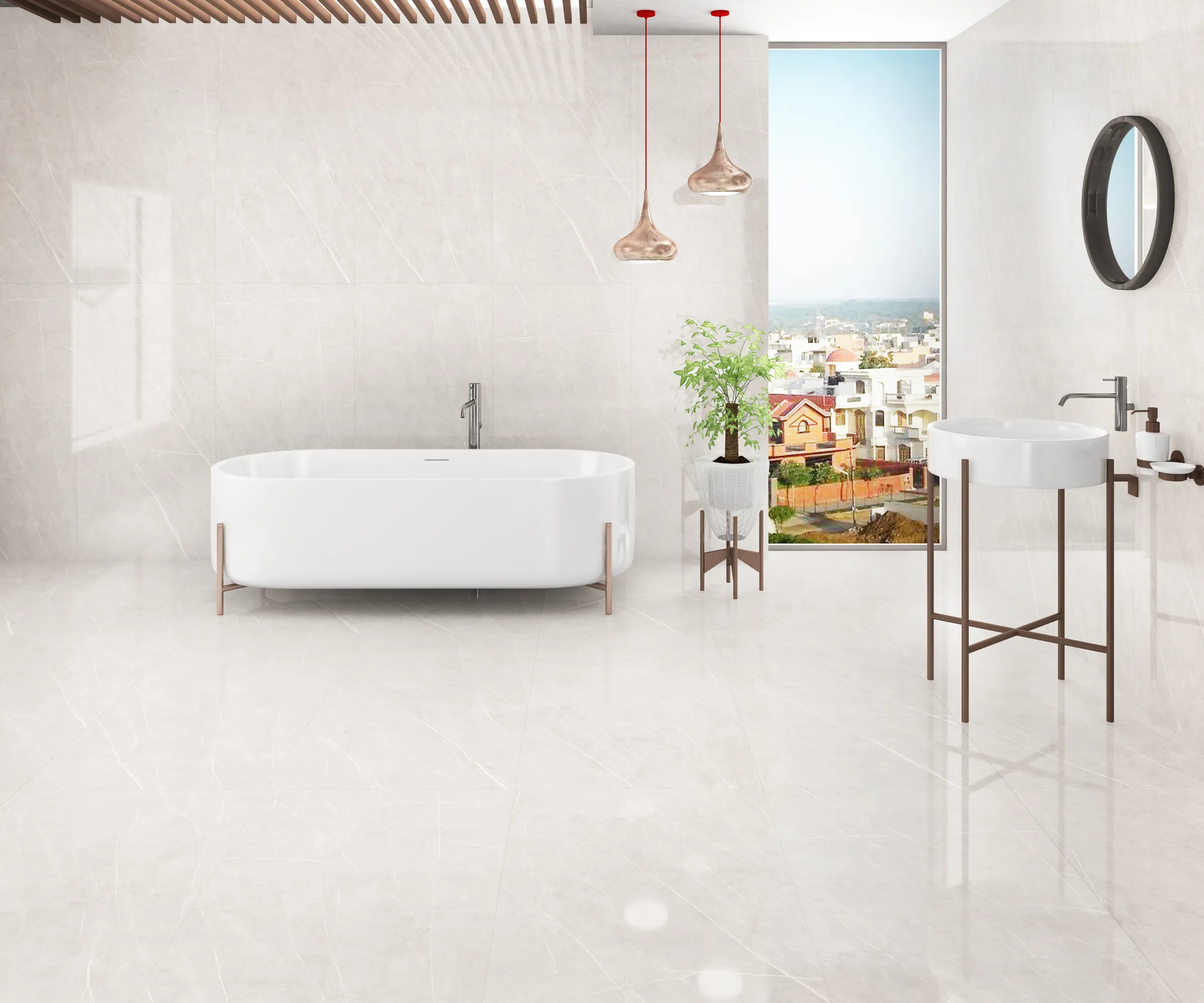 Pietra Silver tiles in a room setting