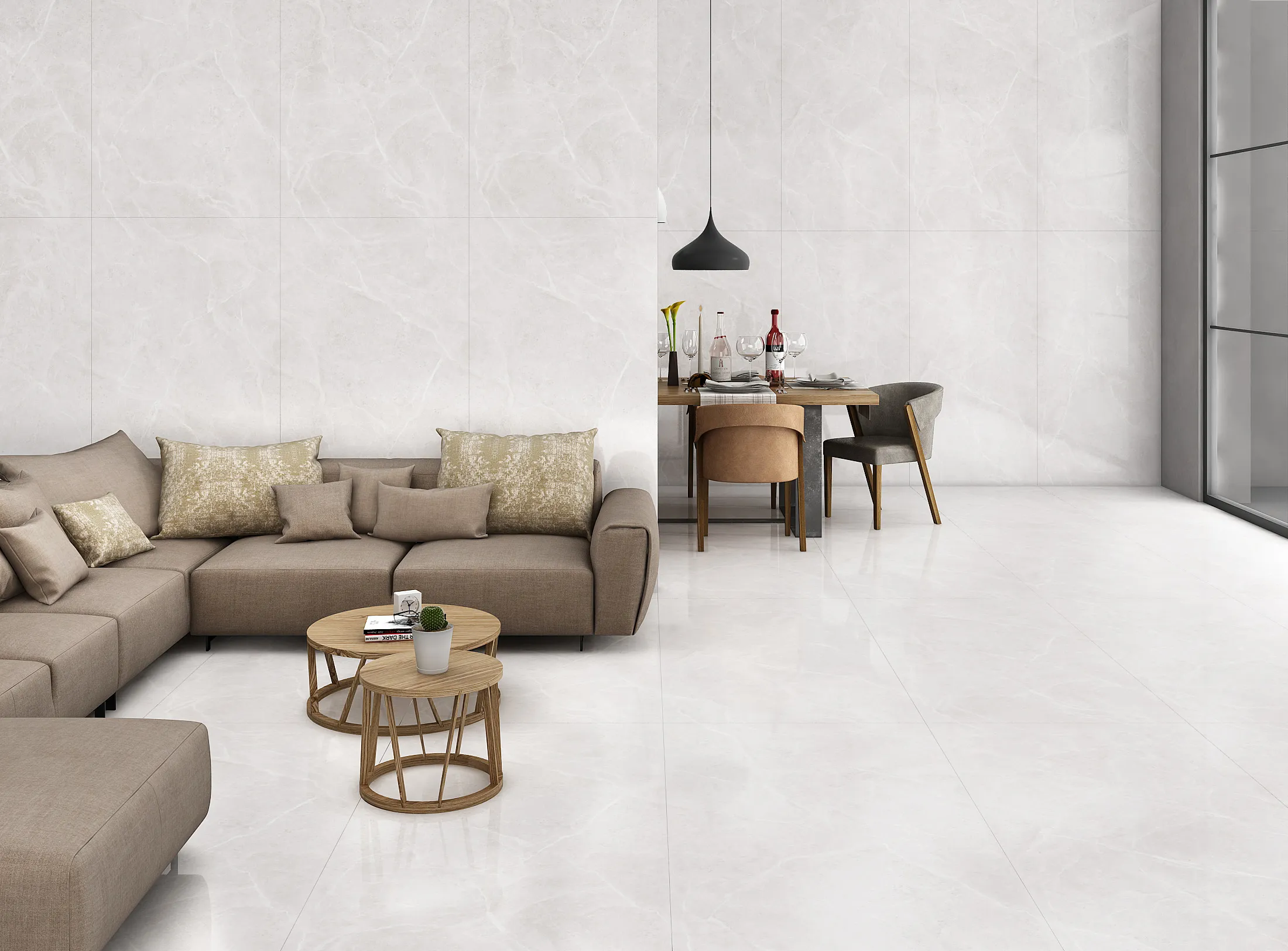 Smoky Bianco tiles in a room setting