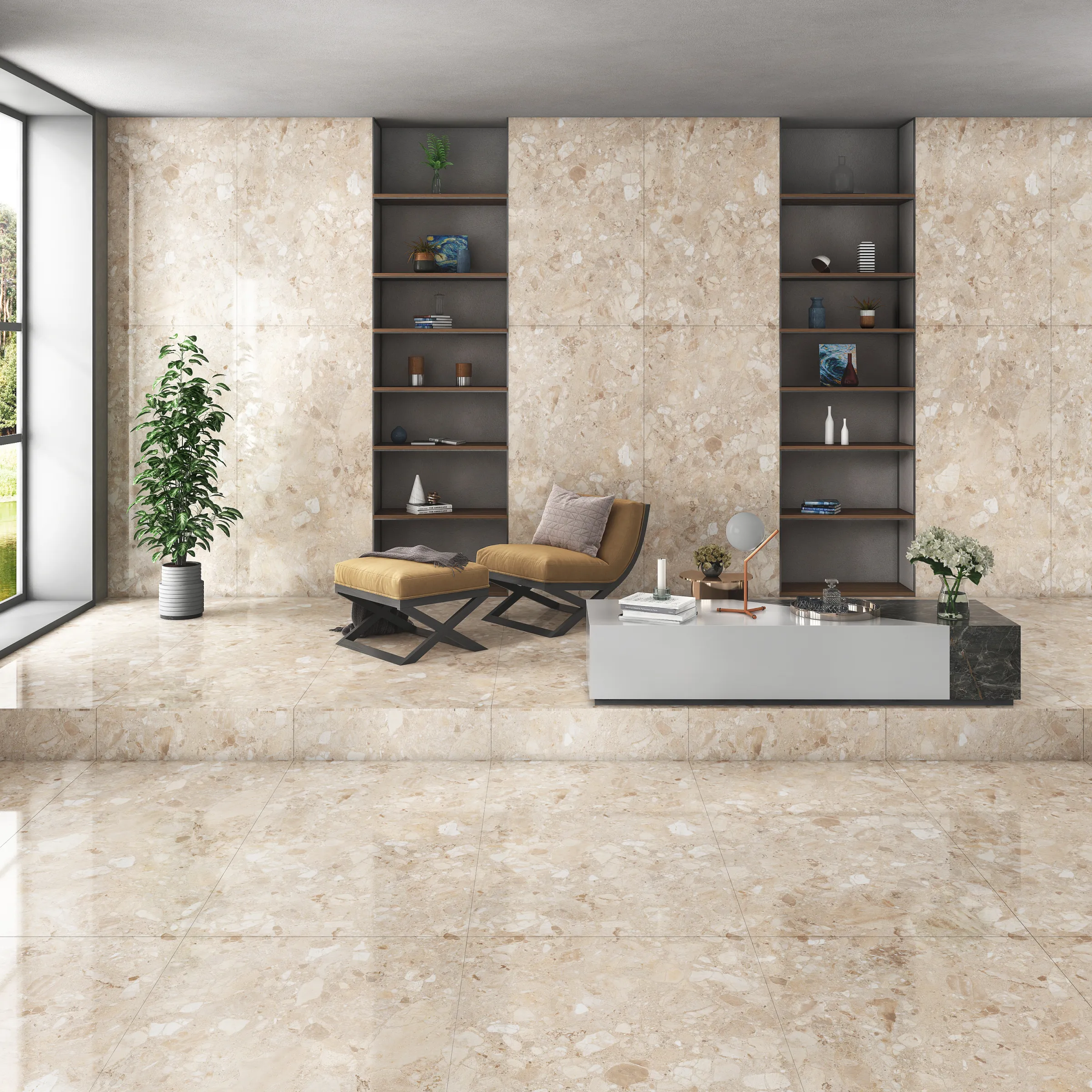 Terra Camel tiles in a room setting