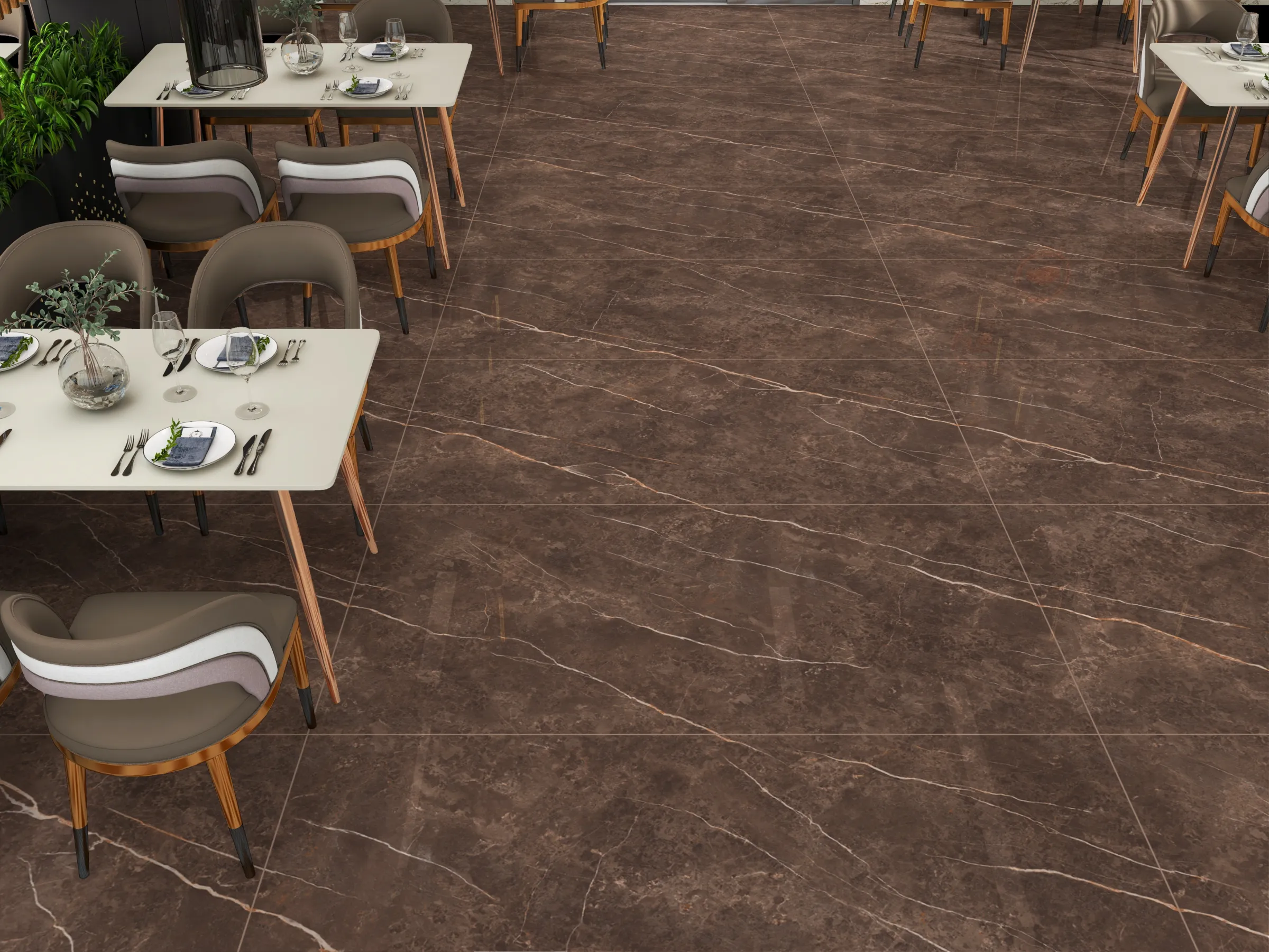 875020 Millena Brown tiles in a room setting
