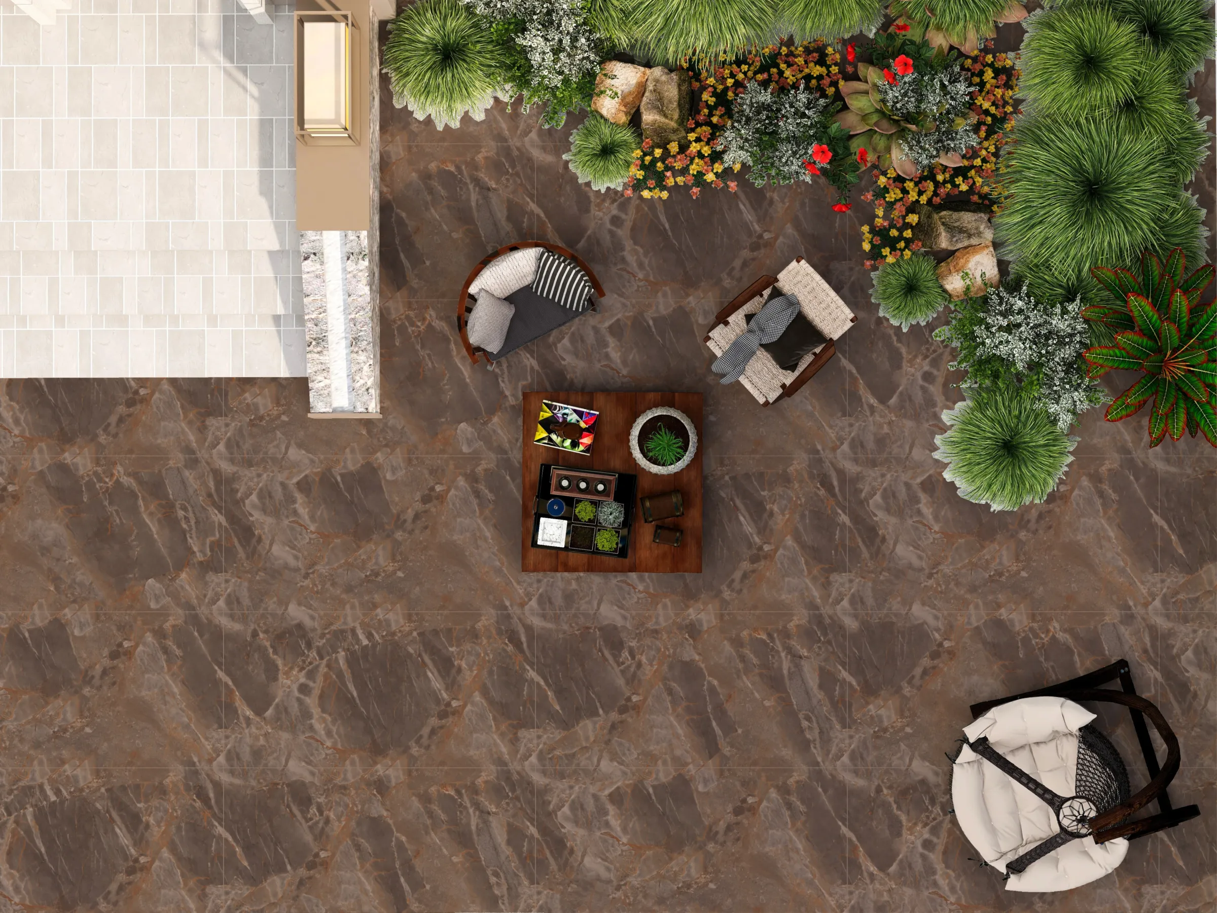 875030 Torento Choco tiles in a room setting