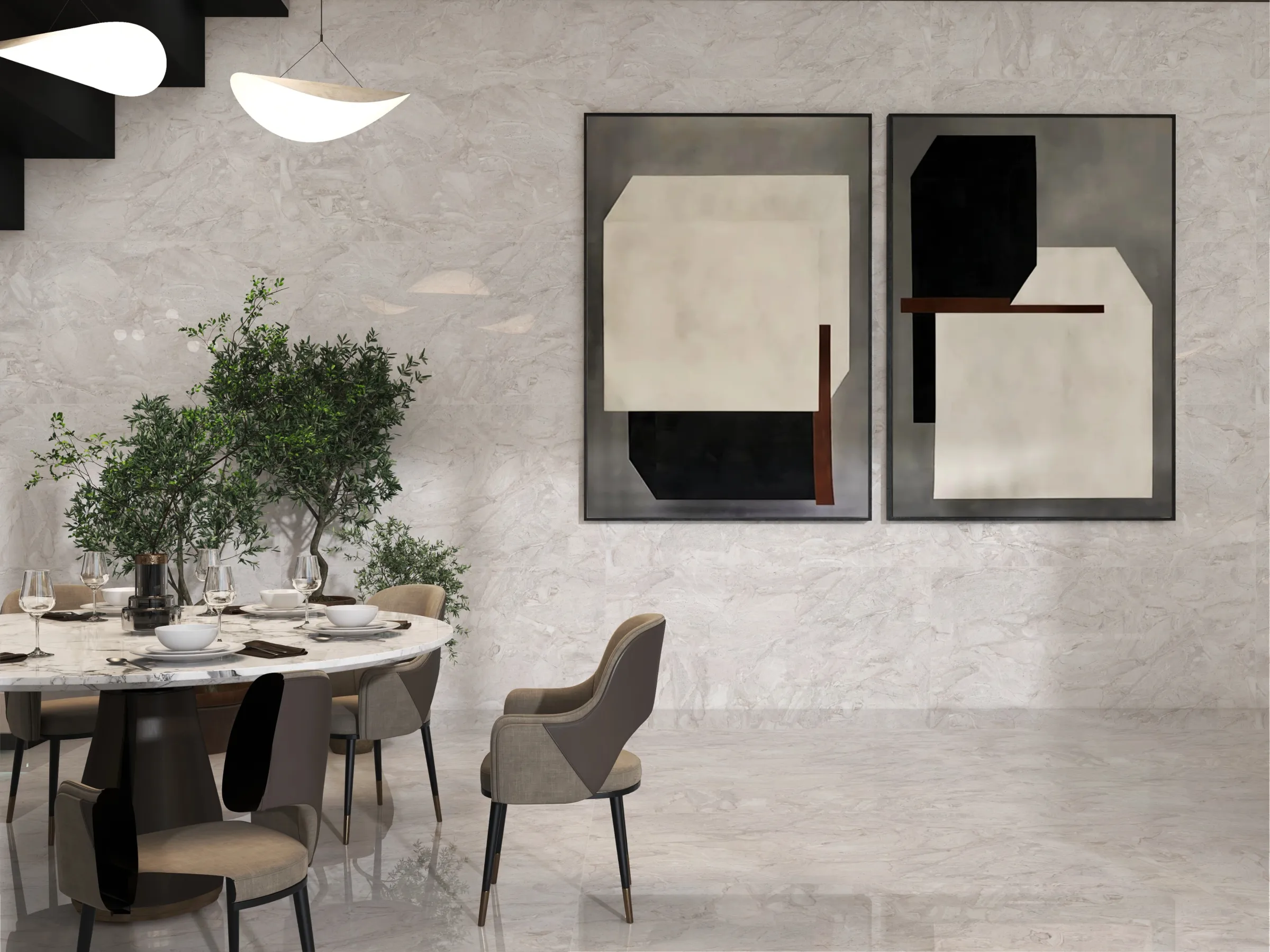 Athens Grey tiles in a room setting