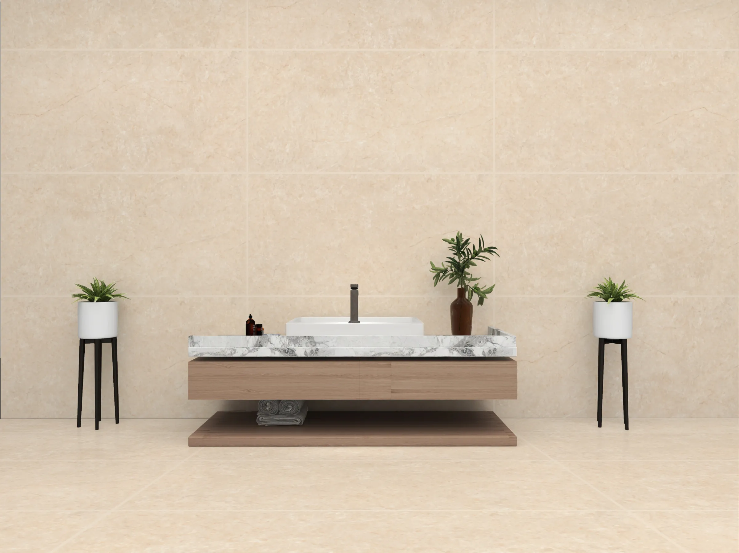 Aura Beige tiles in a room setting