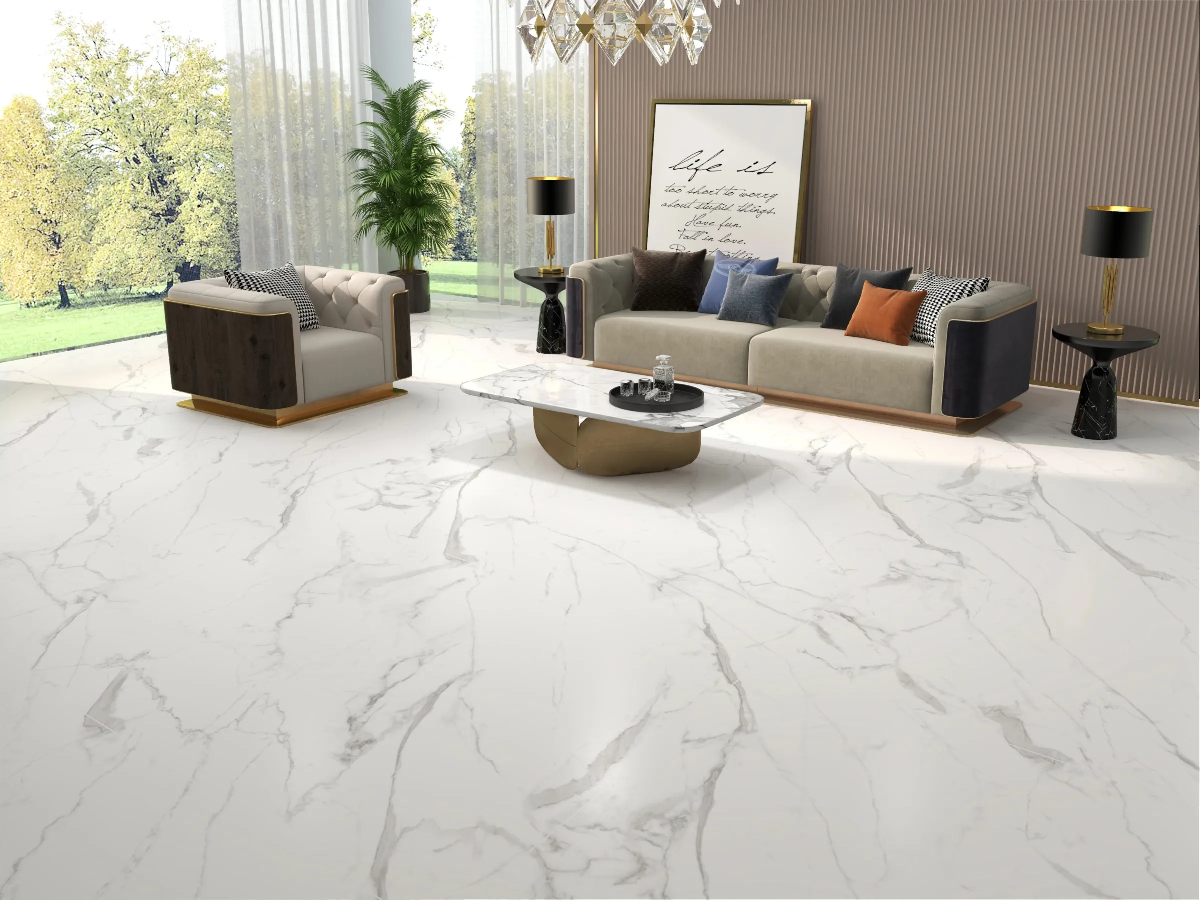 Calactta Borghini Satuario tiles in a room setting