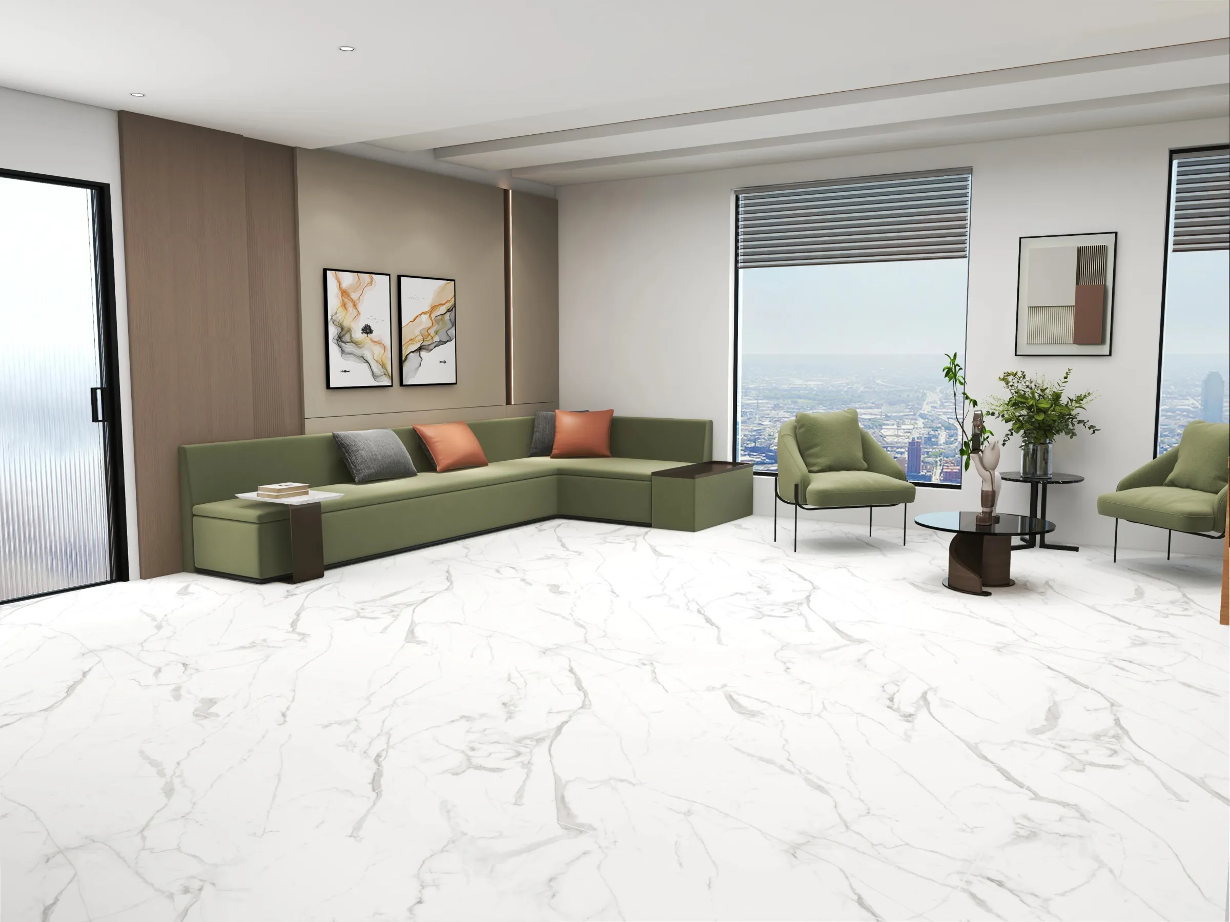 Calactta Borghini Satuario tiles in a room setting