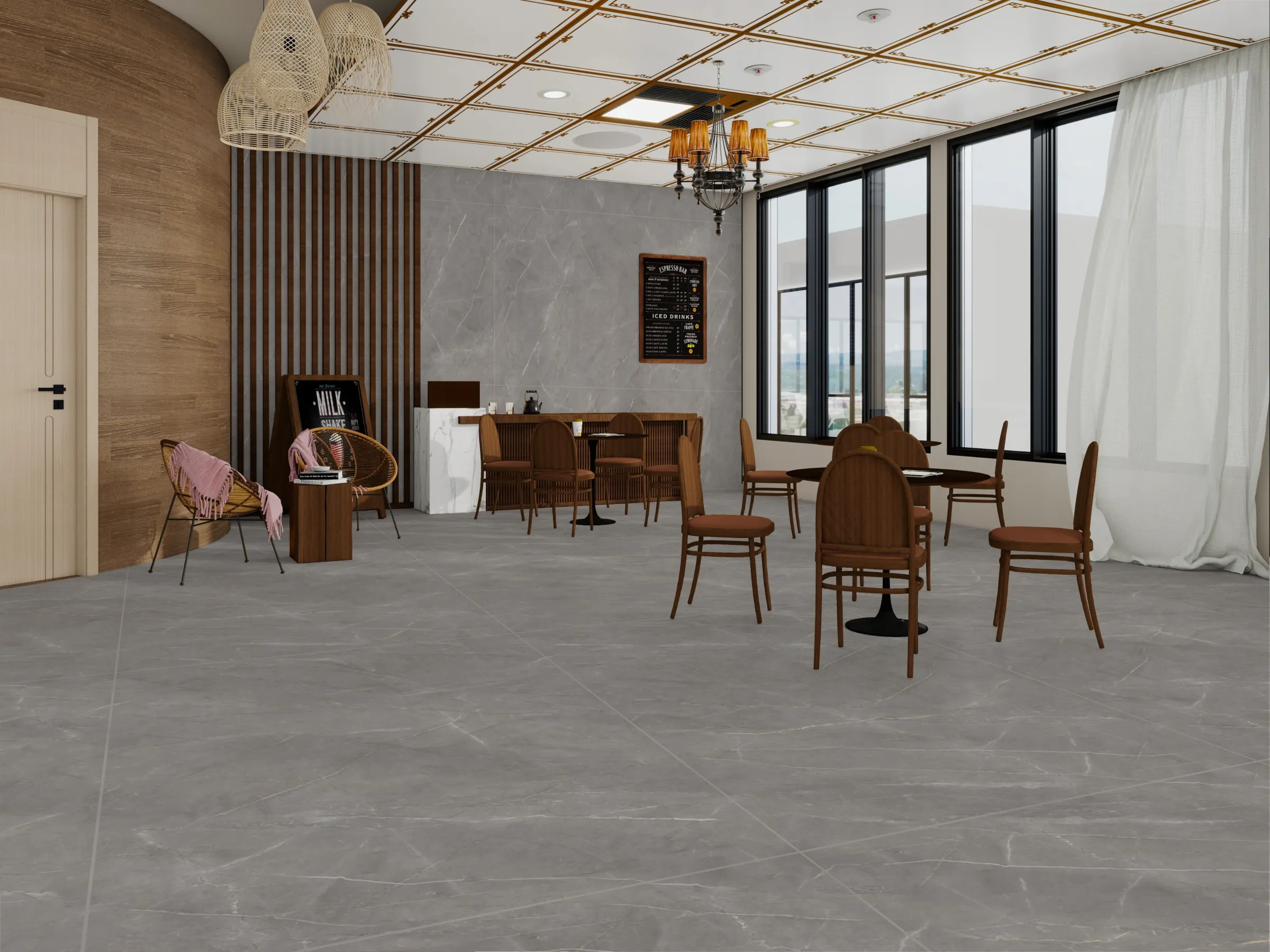 Carbis Iron tiles in a room setting