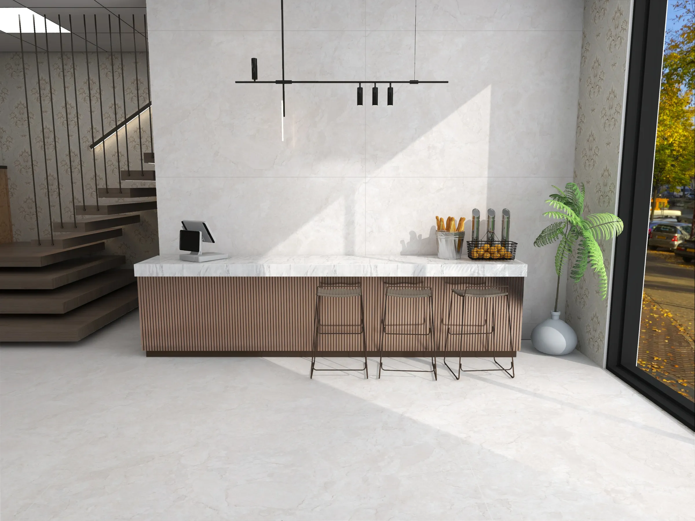 Crestola Bianco tiles in a room setting