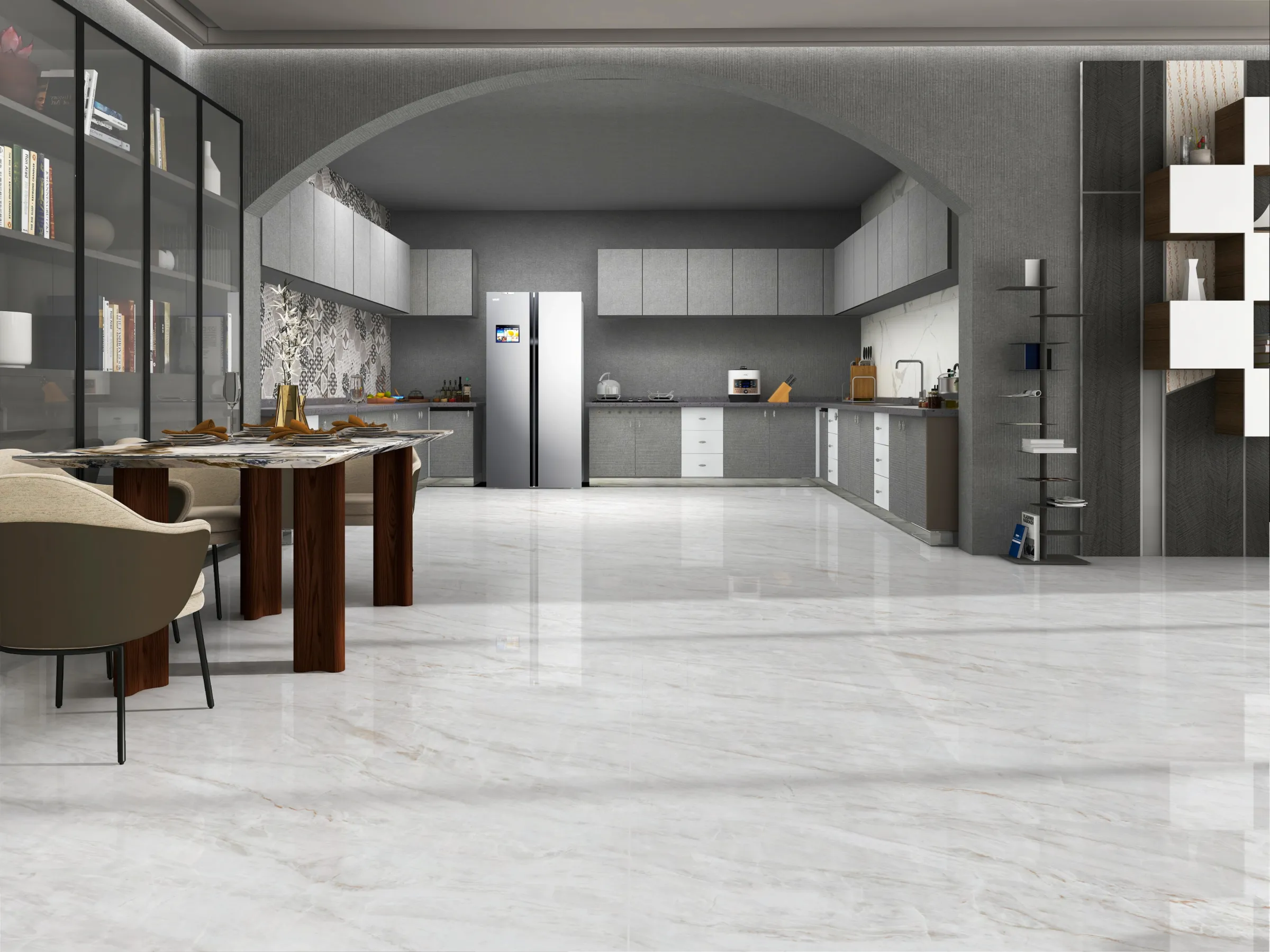 Cortex White tiles in a room setting