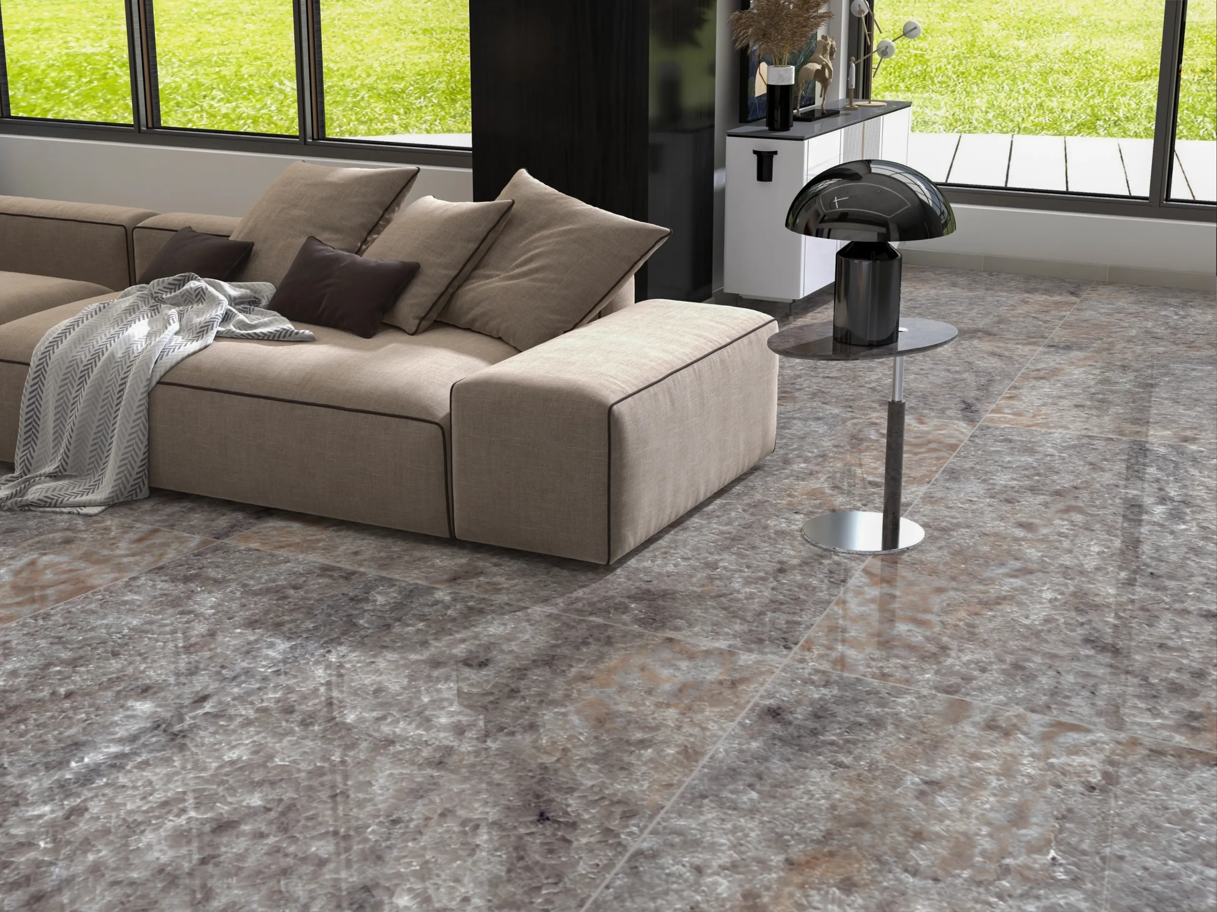 Crystal Brown tiles in a room setting