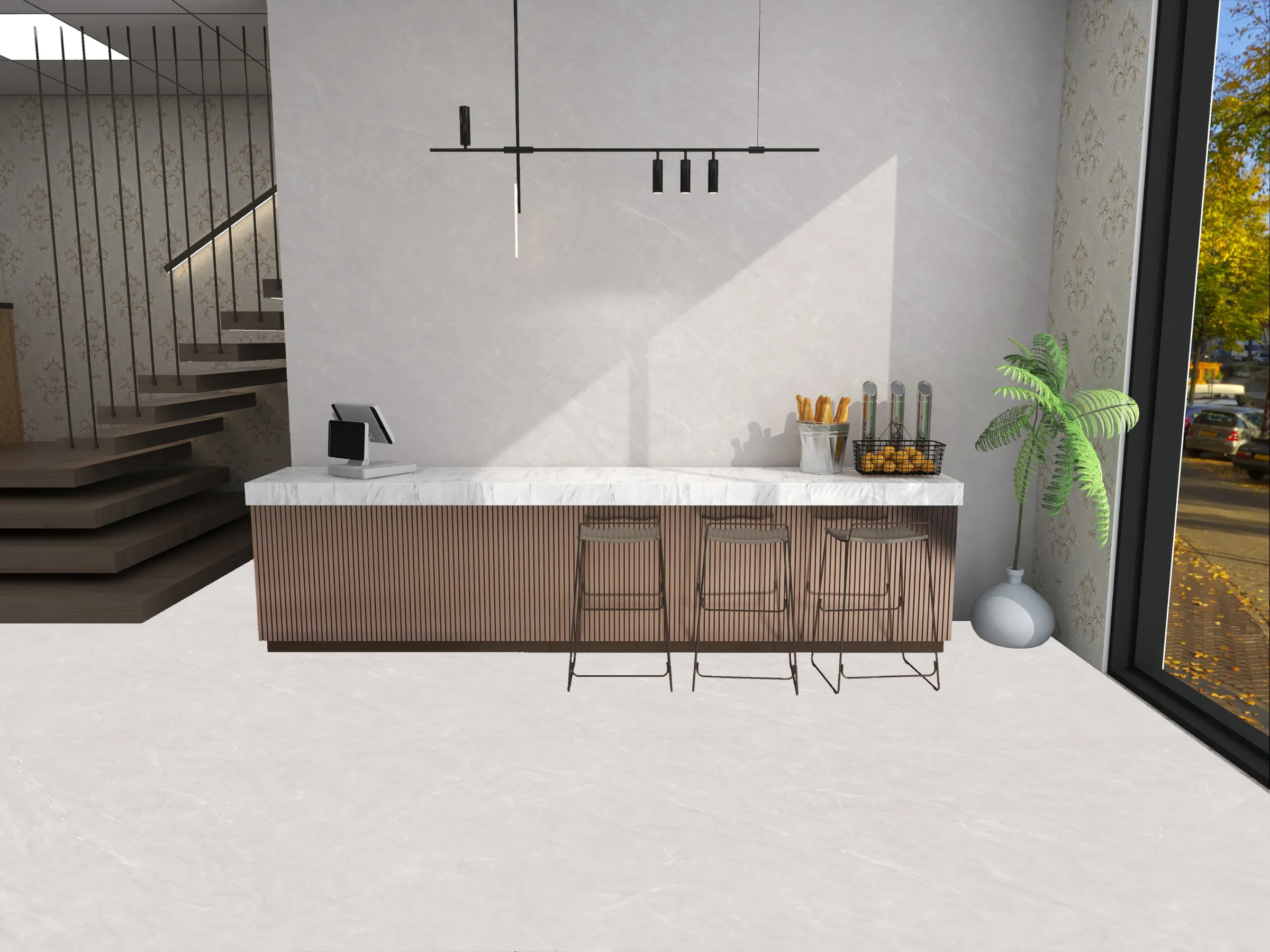 Dovel Grey tiles in a room setting