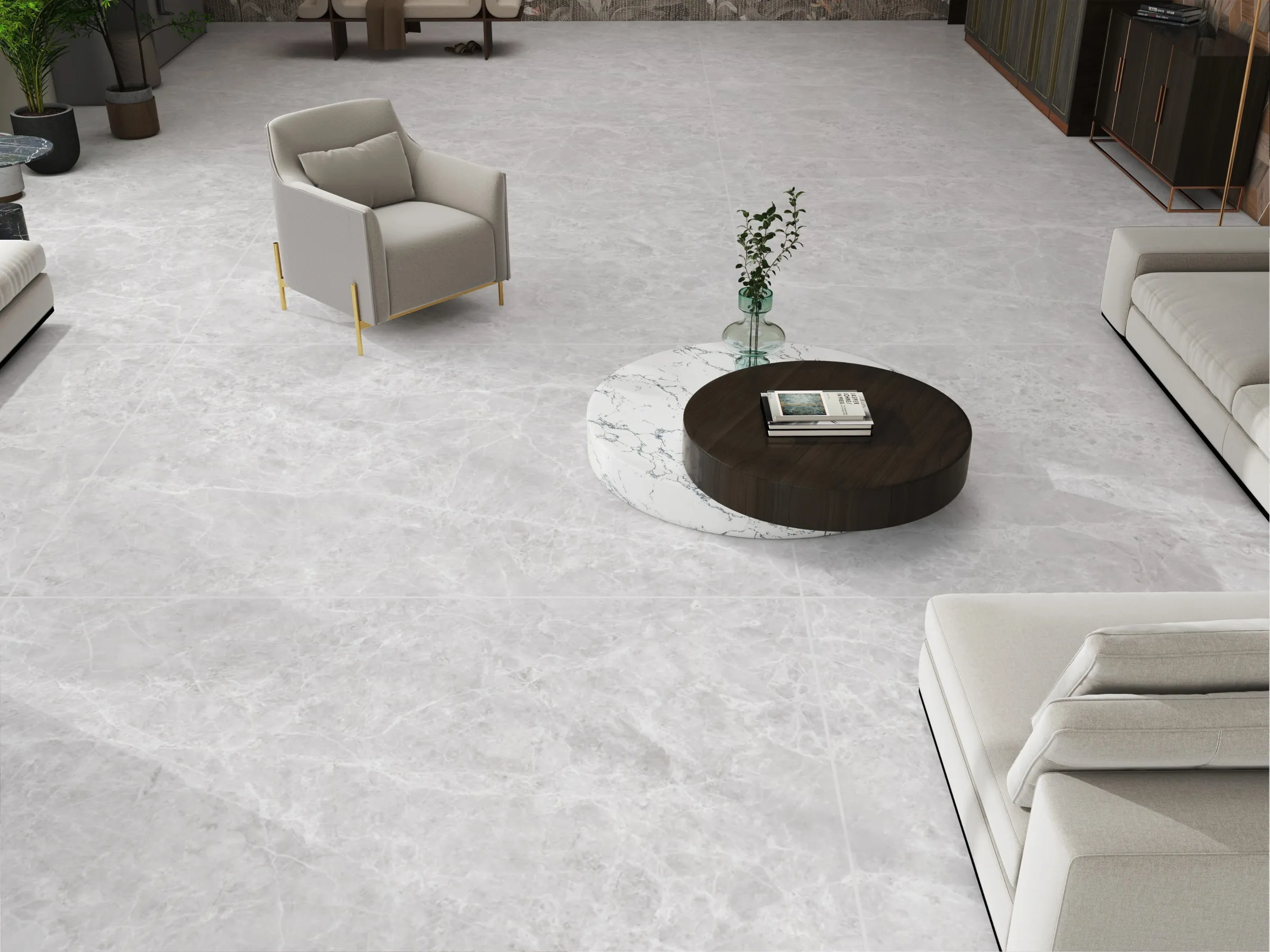 Dusty Ash tiles in a room setting
