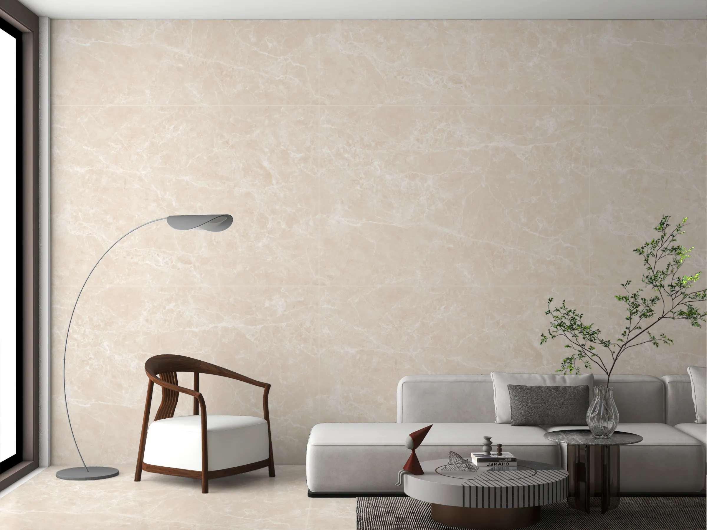 Dusty Beige tiles in a room setting
