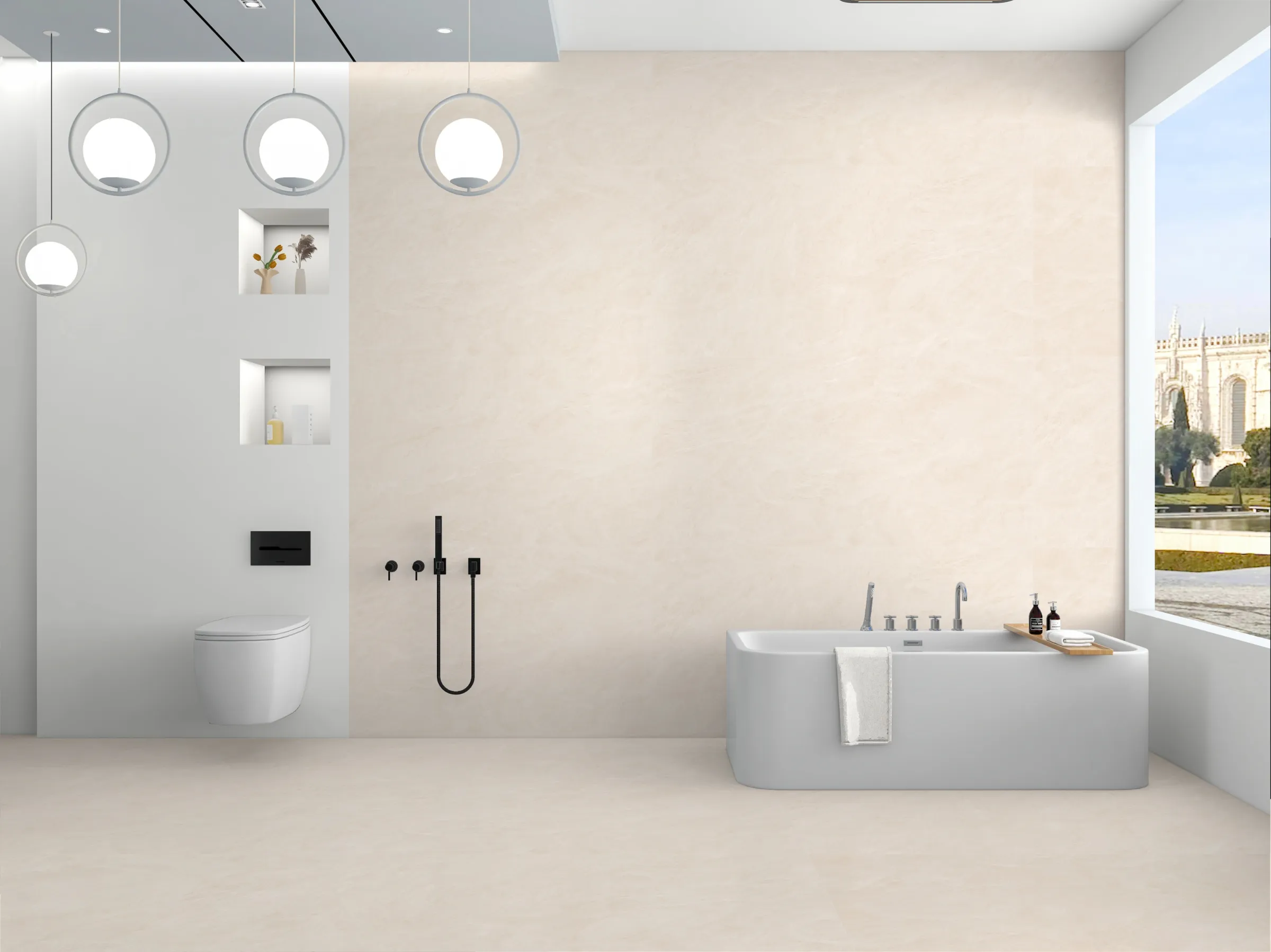 Earth Stone Crema tiles in a room setting