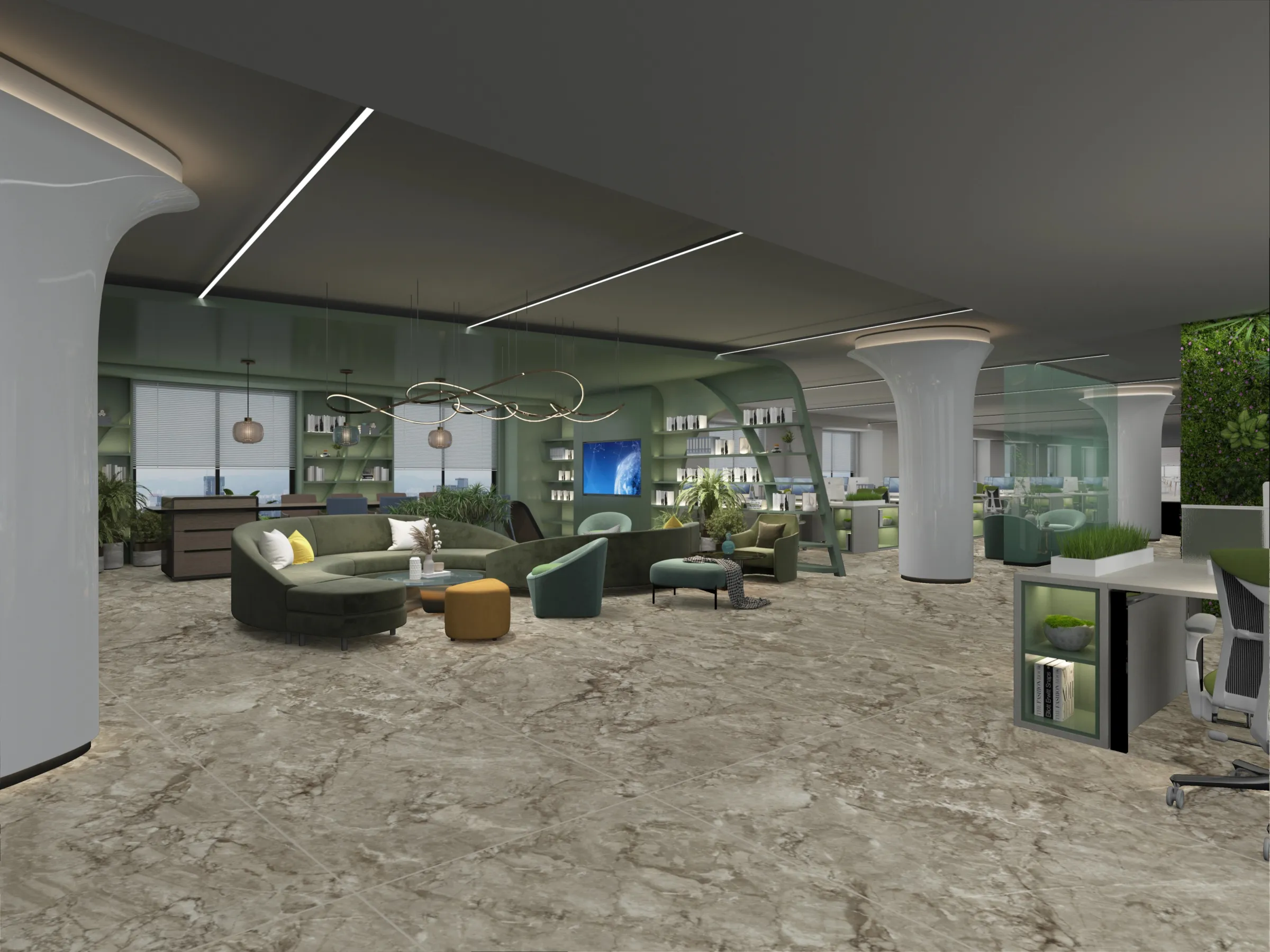 Glade Olive tiles in a room setting
