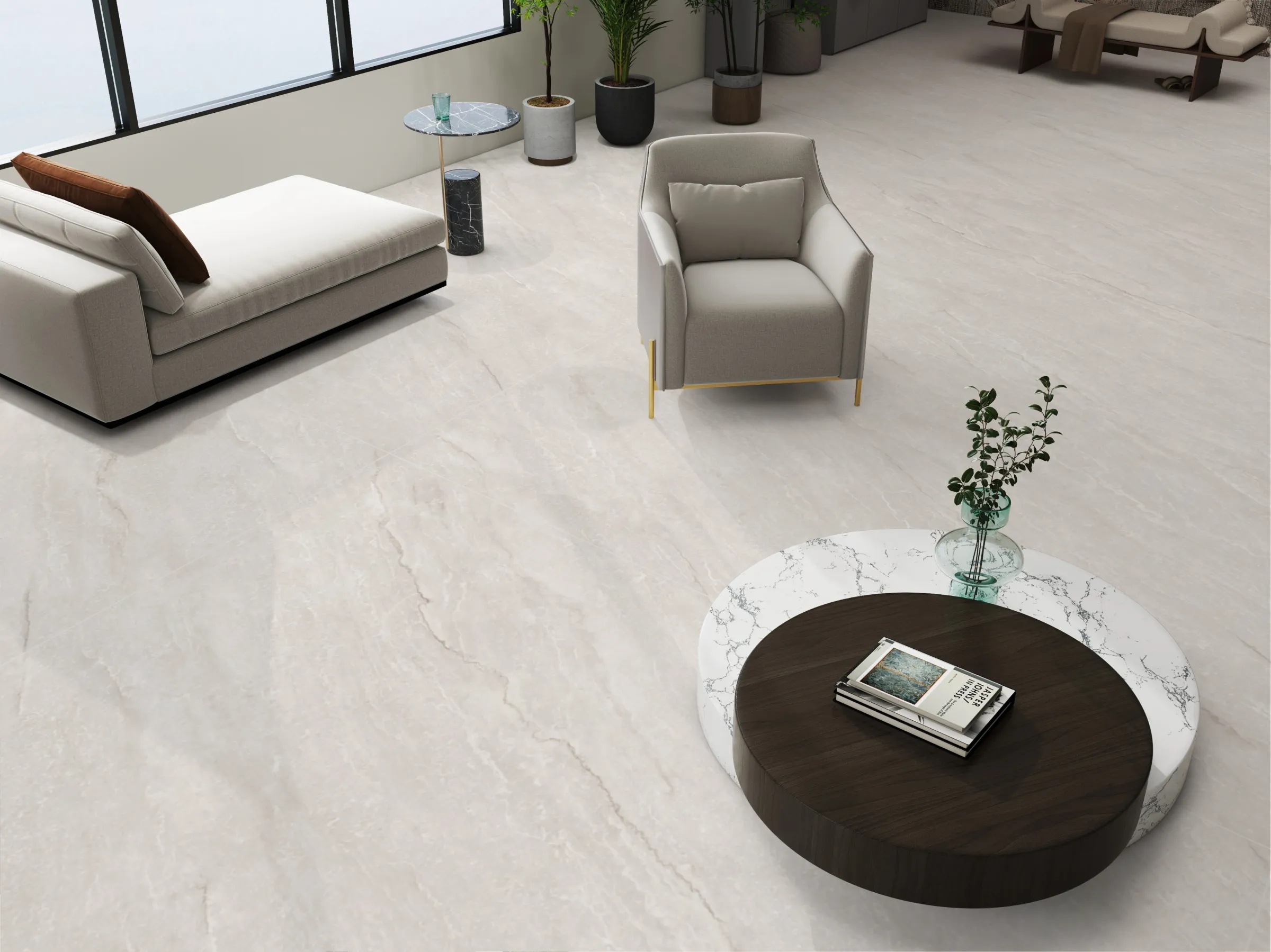 Granio Silver tiles in a room setting
