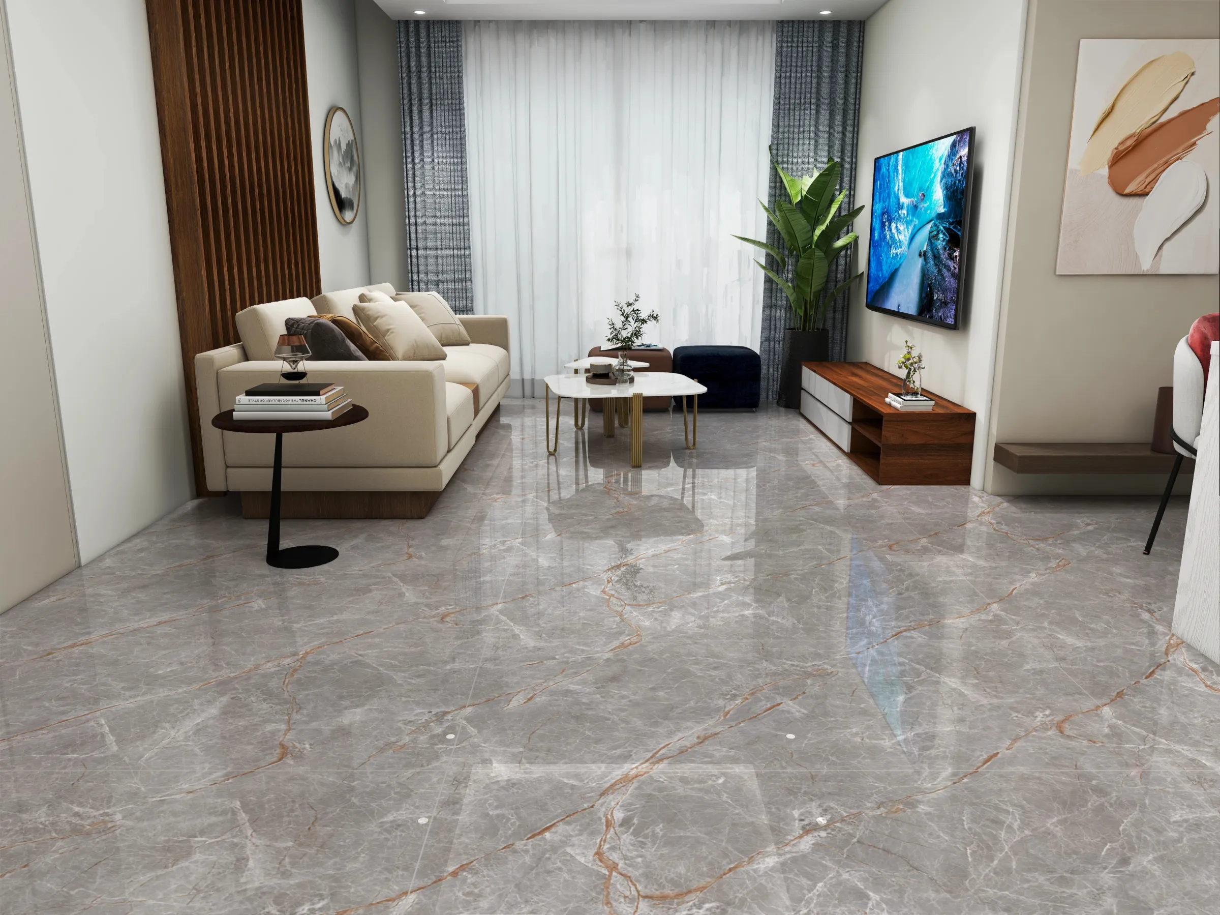 Holli Grey tiles in a room setting