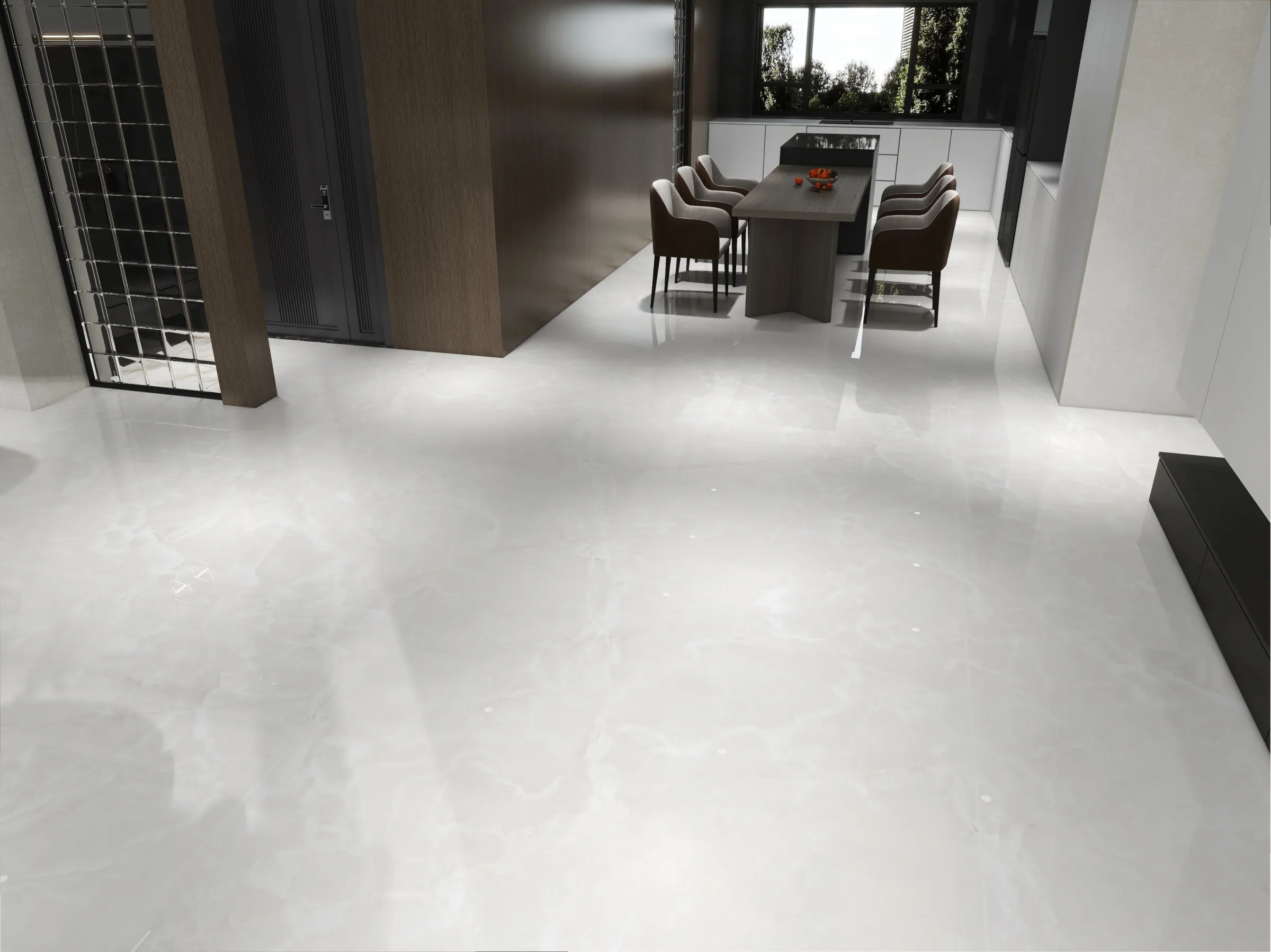 Ibero White tiles in a room setting