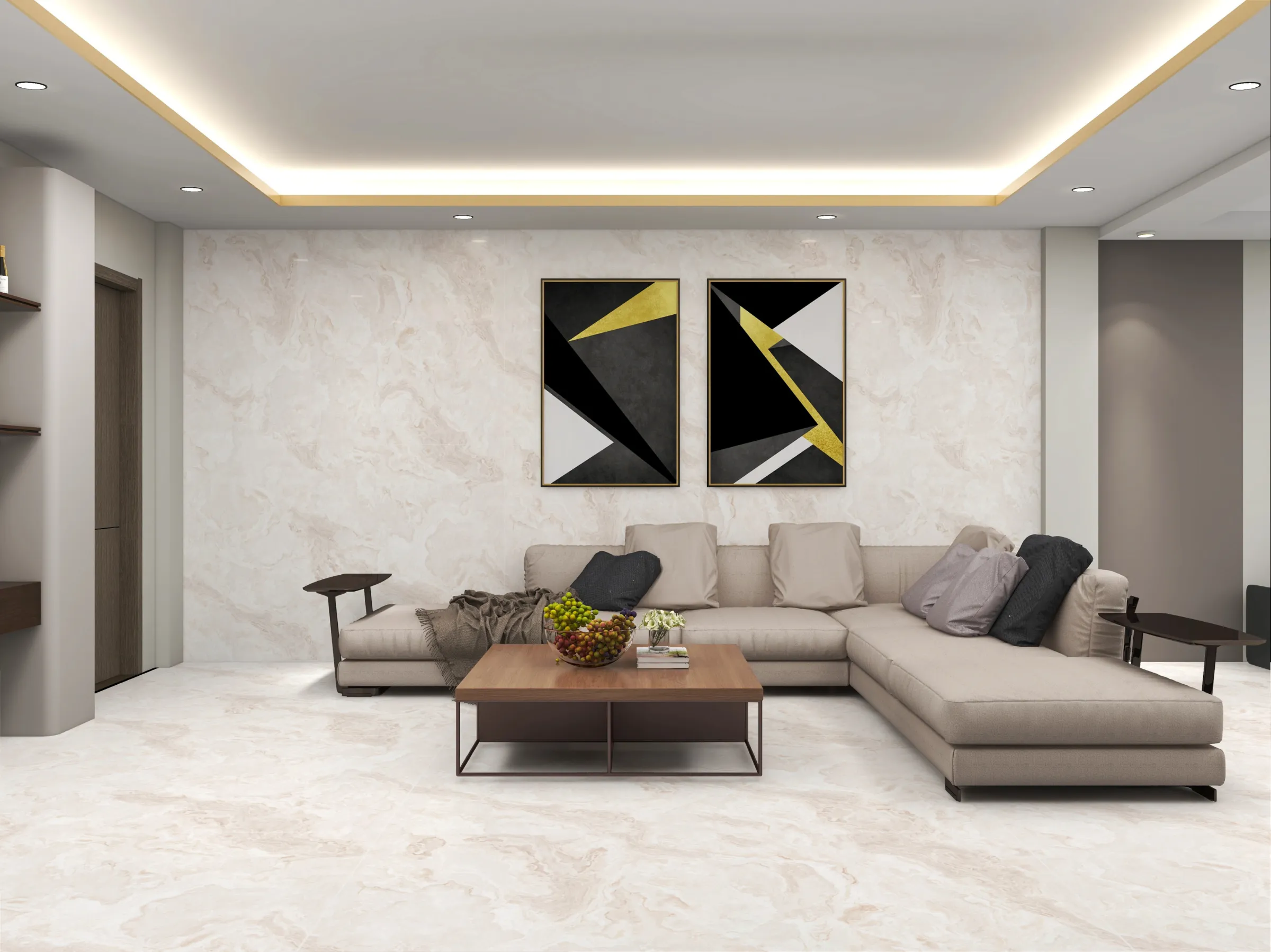 Italian Onyx Crema tiles in a room setting