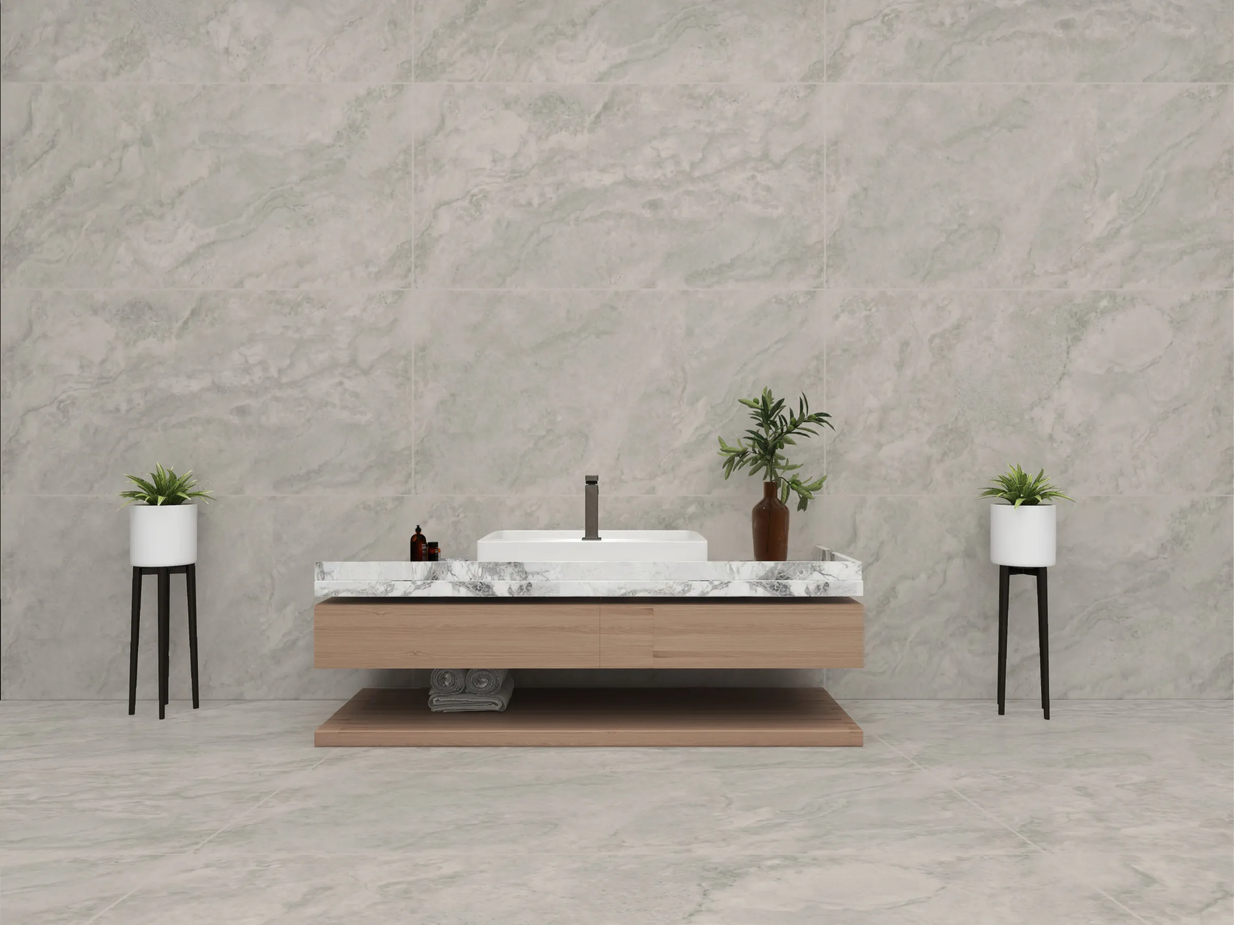 Limestone Silver tiles in a room setting