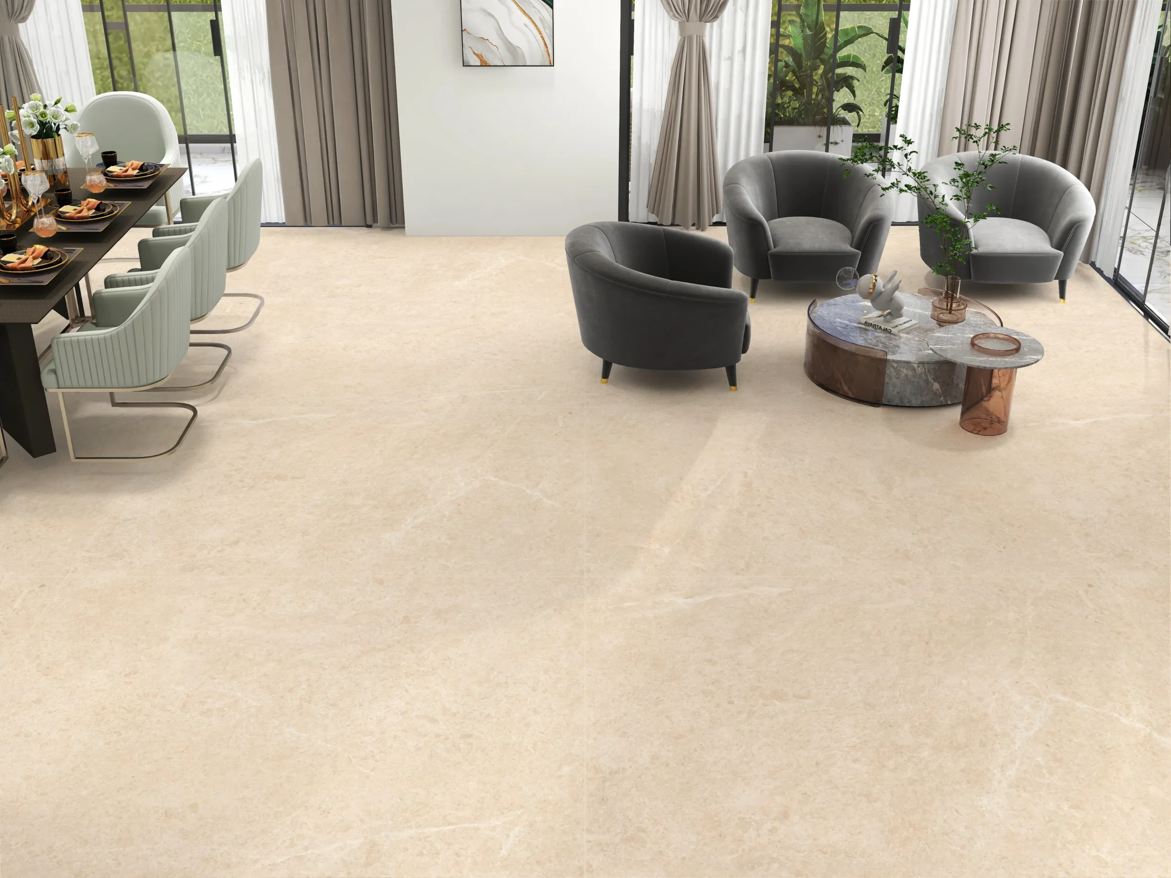 Marfil Crema tiles in a room setting