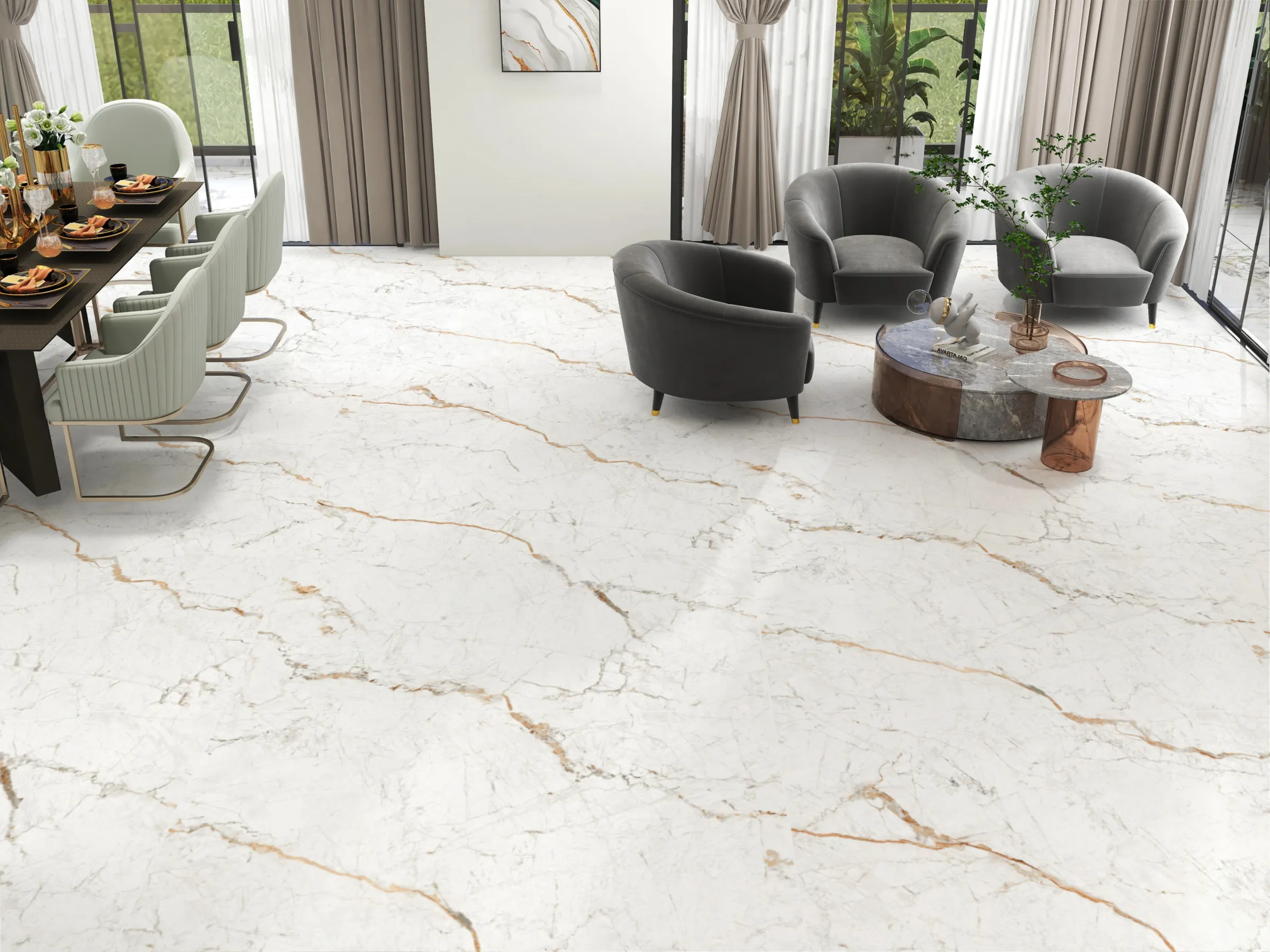 Maximus White tiles in a room setting