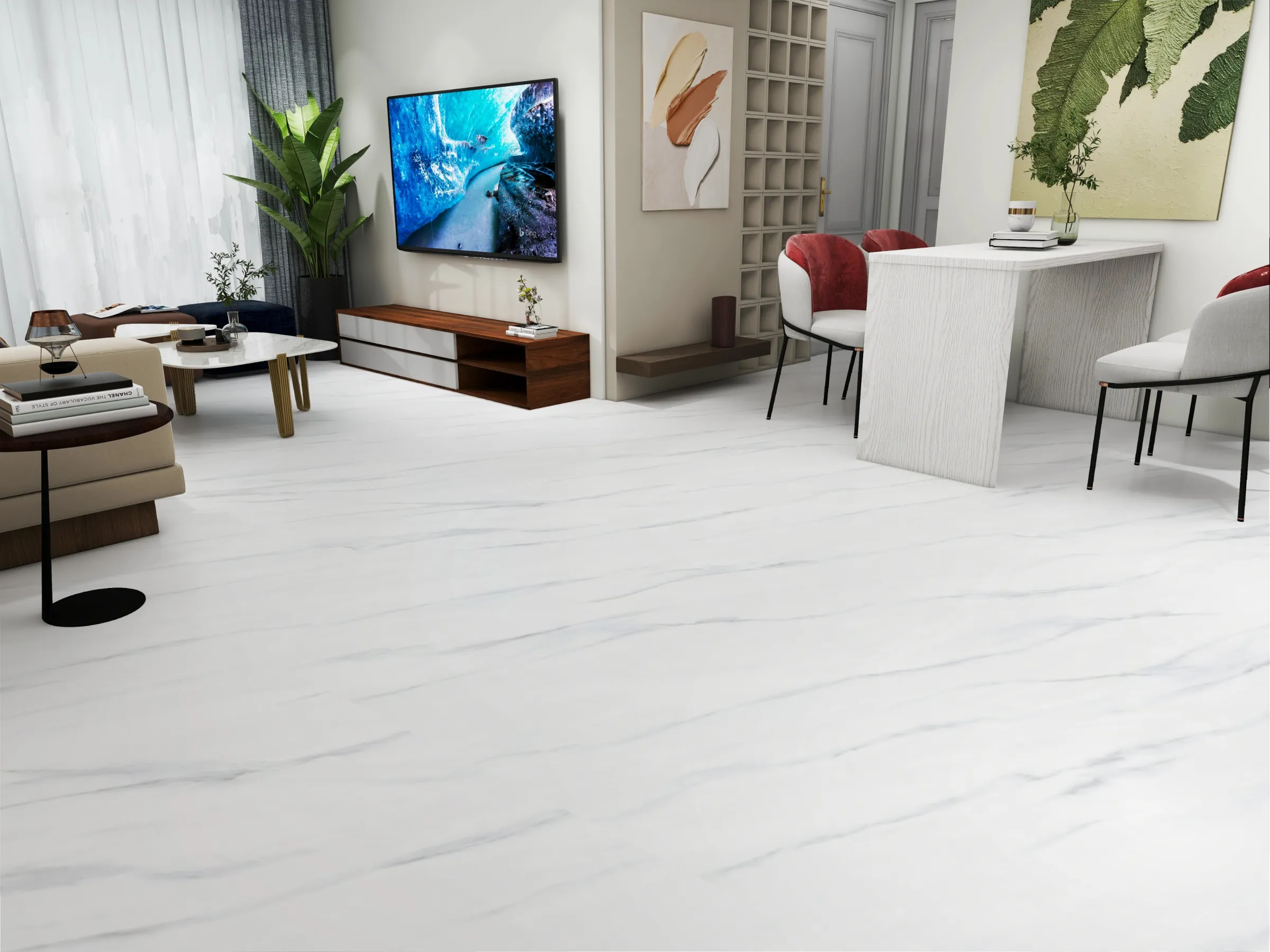 Polo White tiles in a room setting