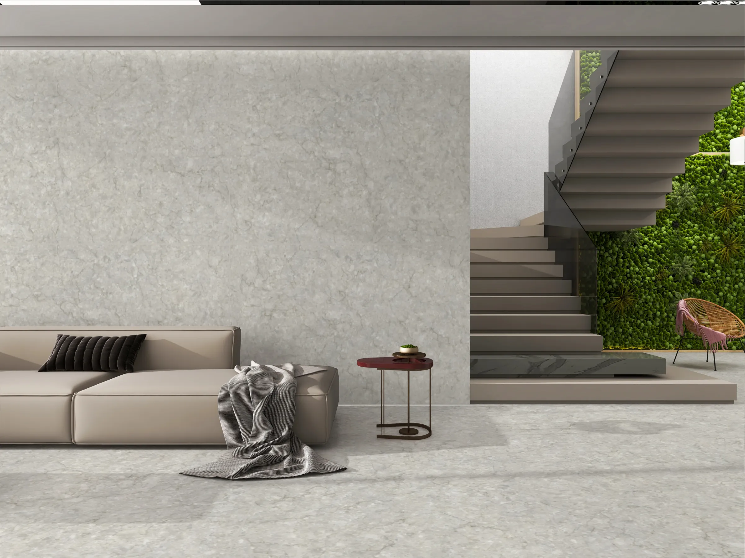 Polaris Silver tiles in a room setting