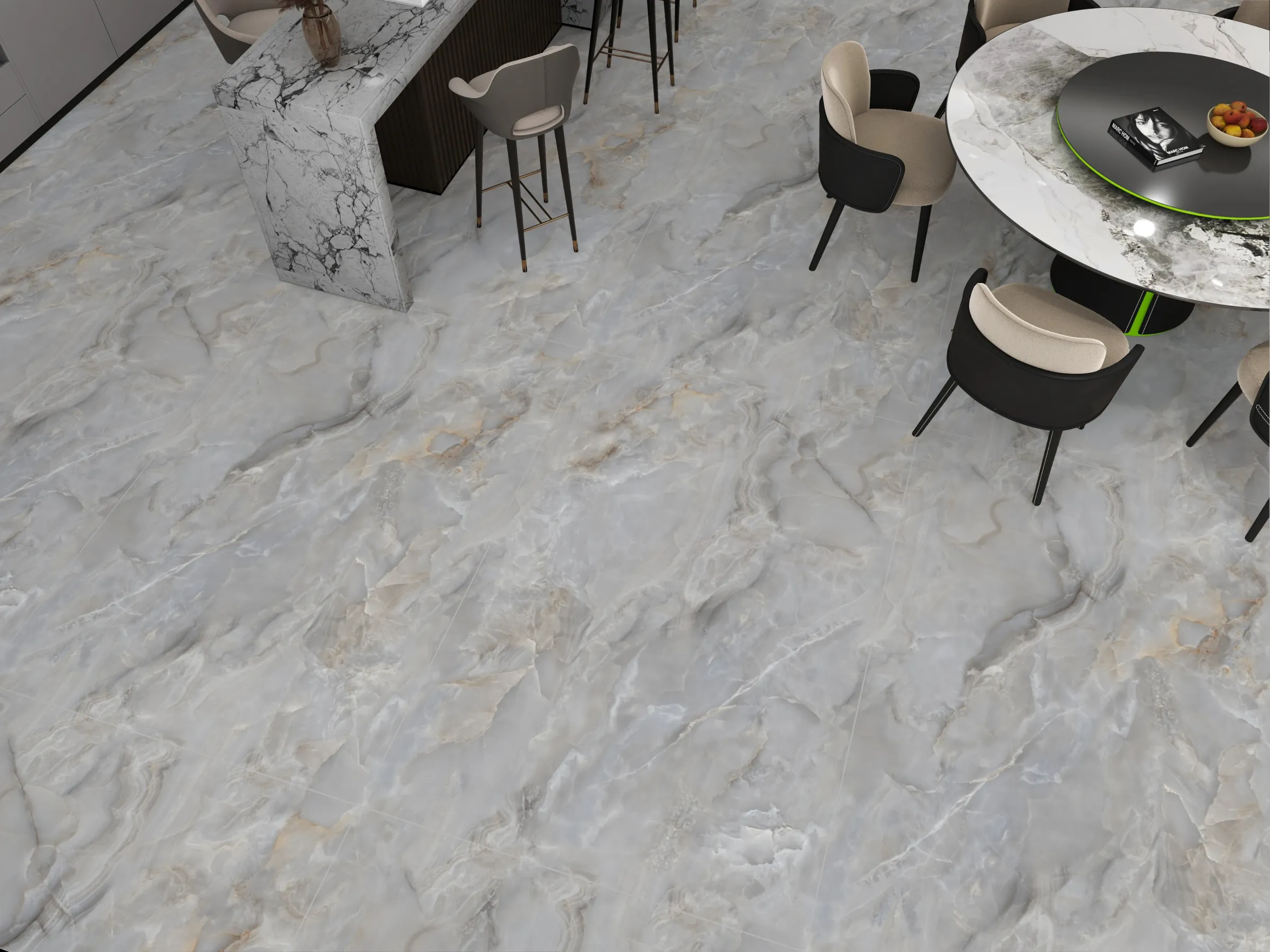 Precious Onyx Natural tiles in a room setting