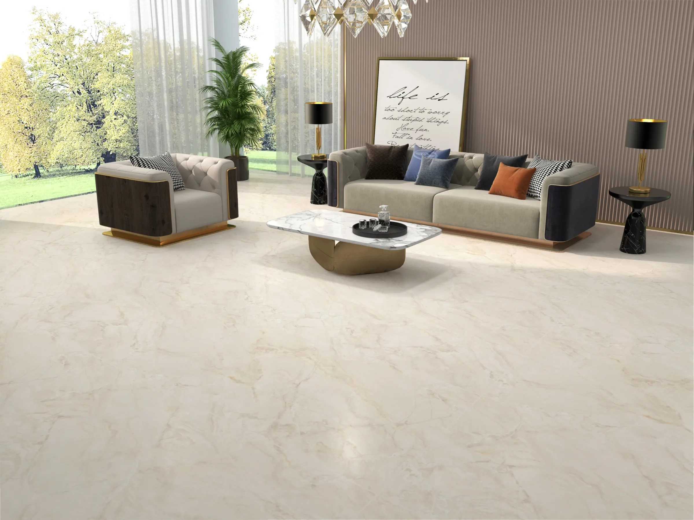Silvia Crema tiles in a room setting