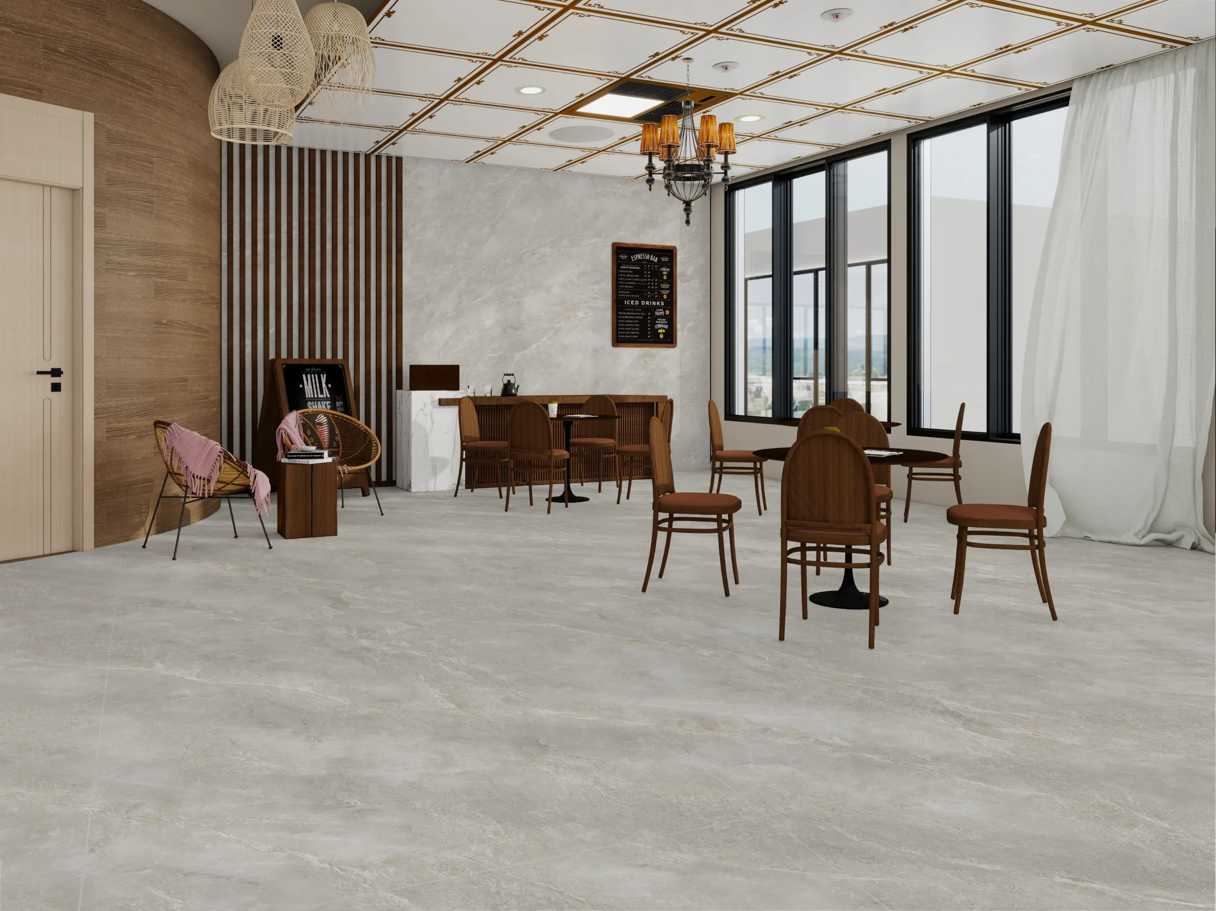 Smart Olive tiles in a room setting