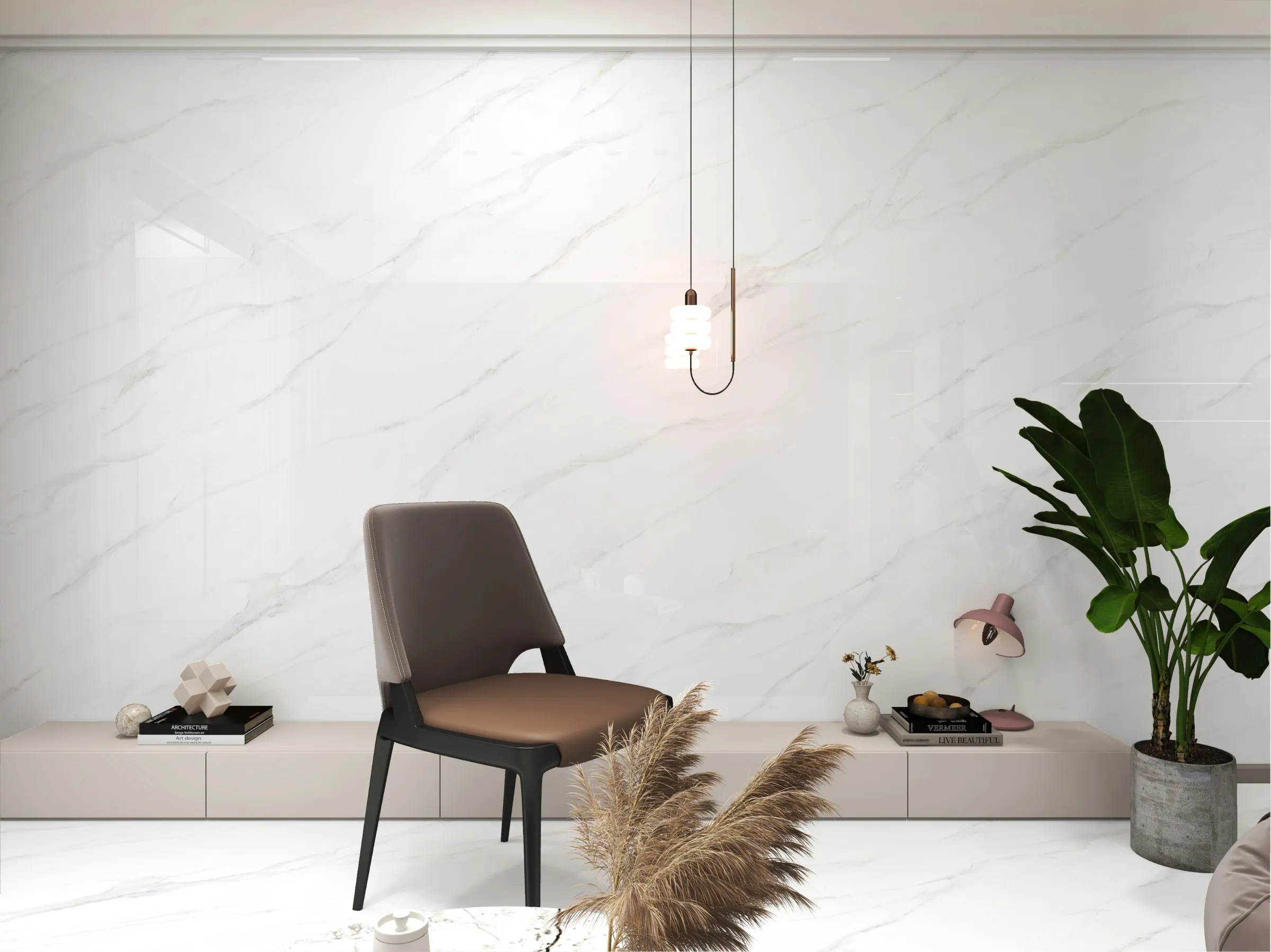 Soft White tiles in a room setting