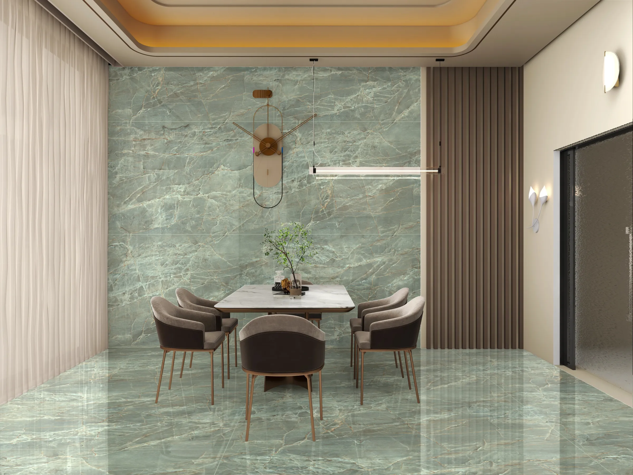 Ultra Onyx Green tiles in a room setting