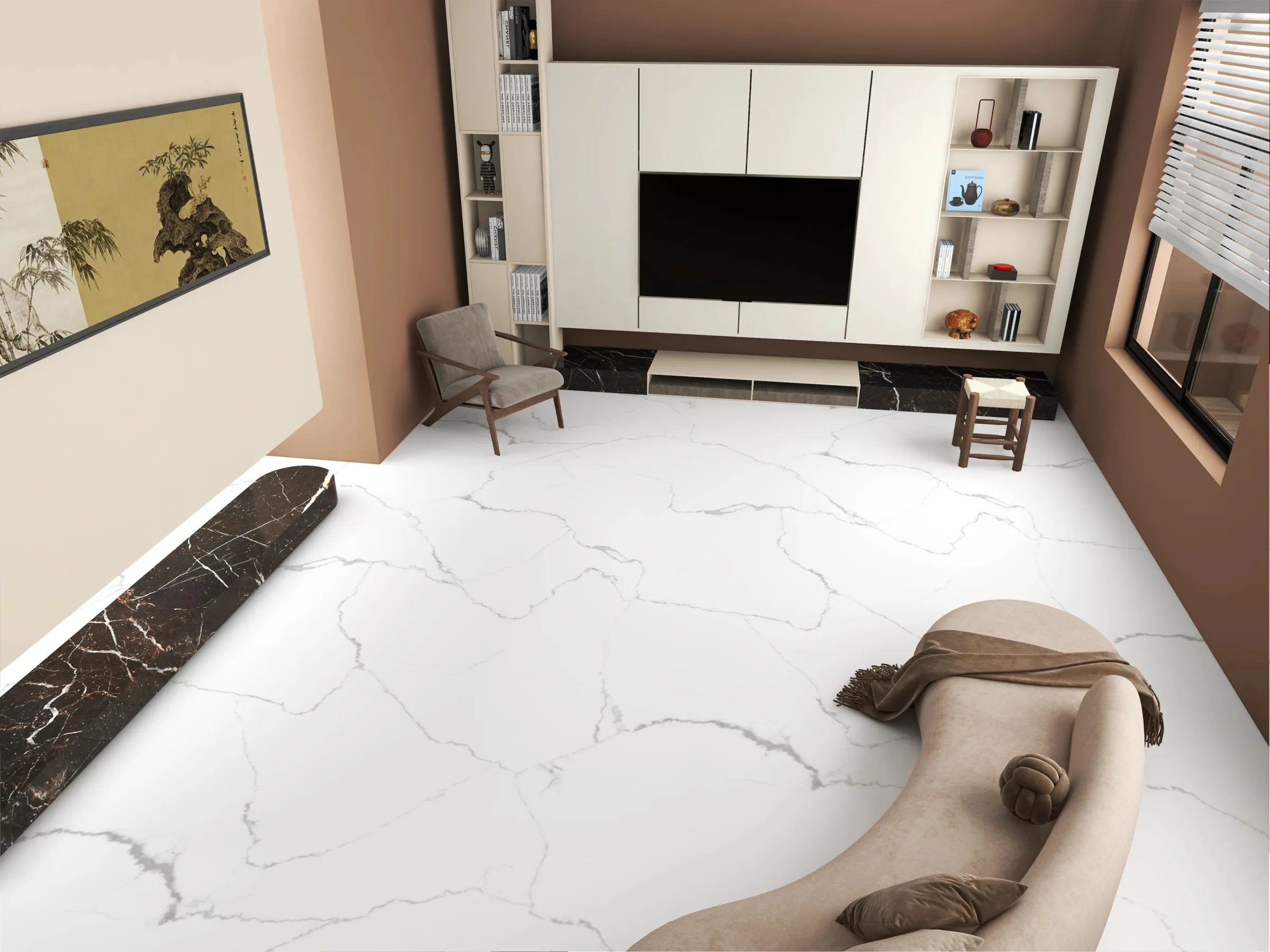 Statuario Class tiles in a room setting