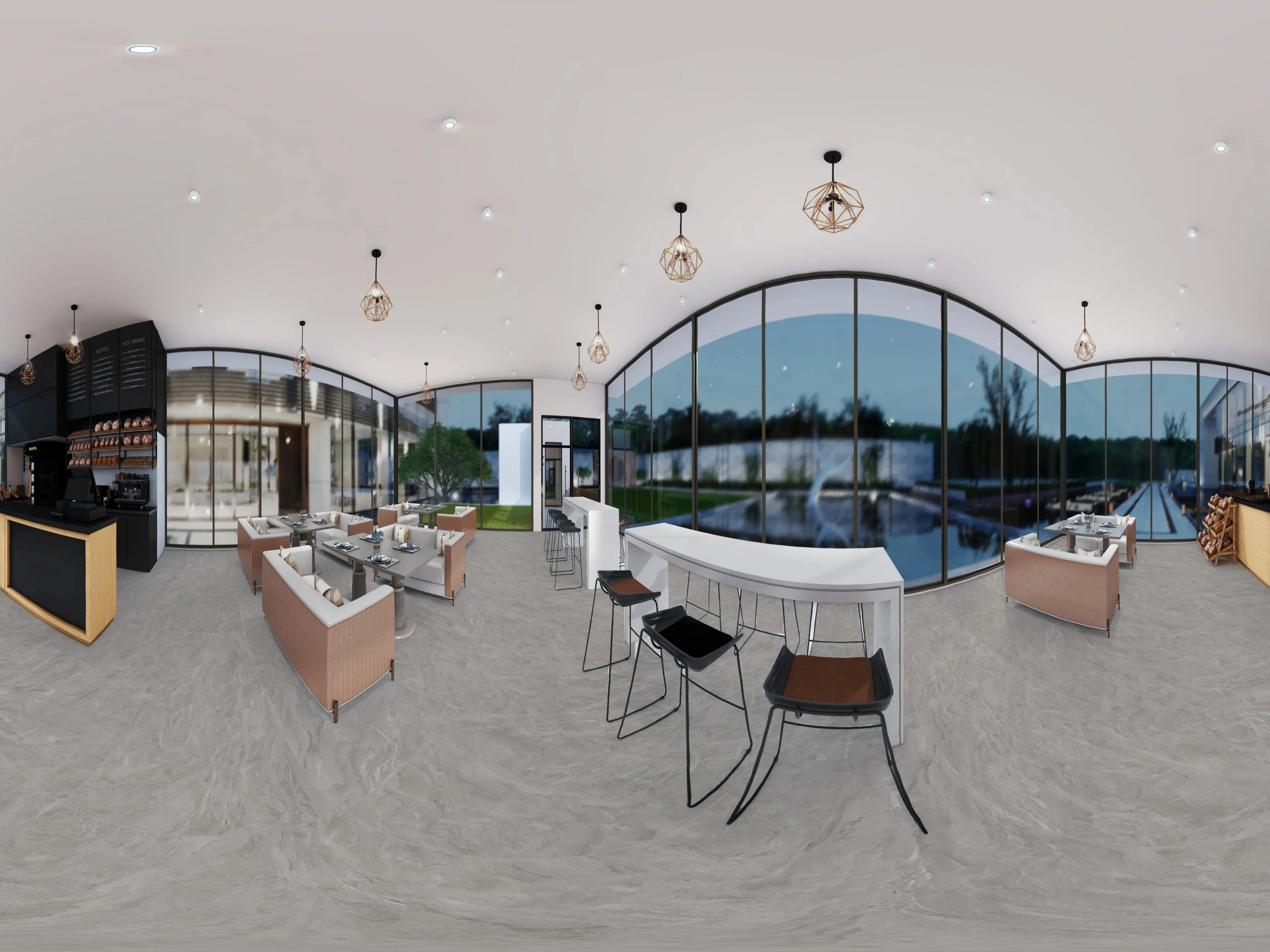 A 360 degree room with Earth Stone Grey tiles