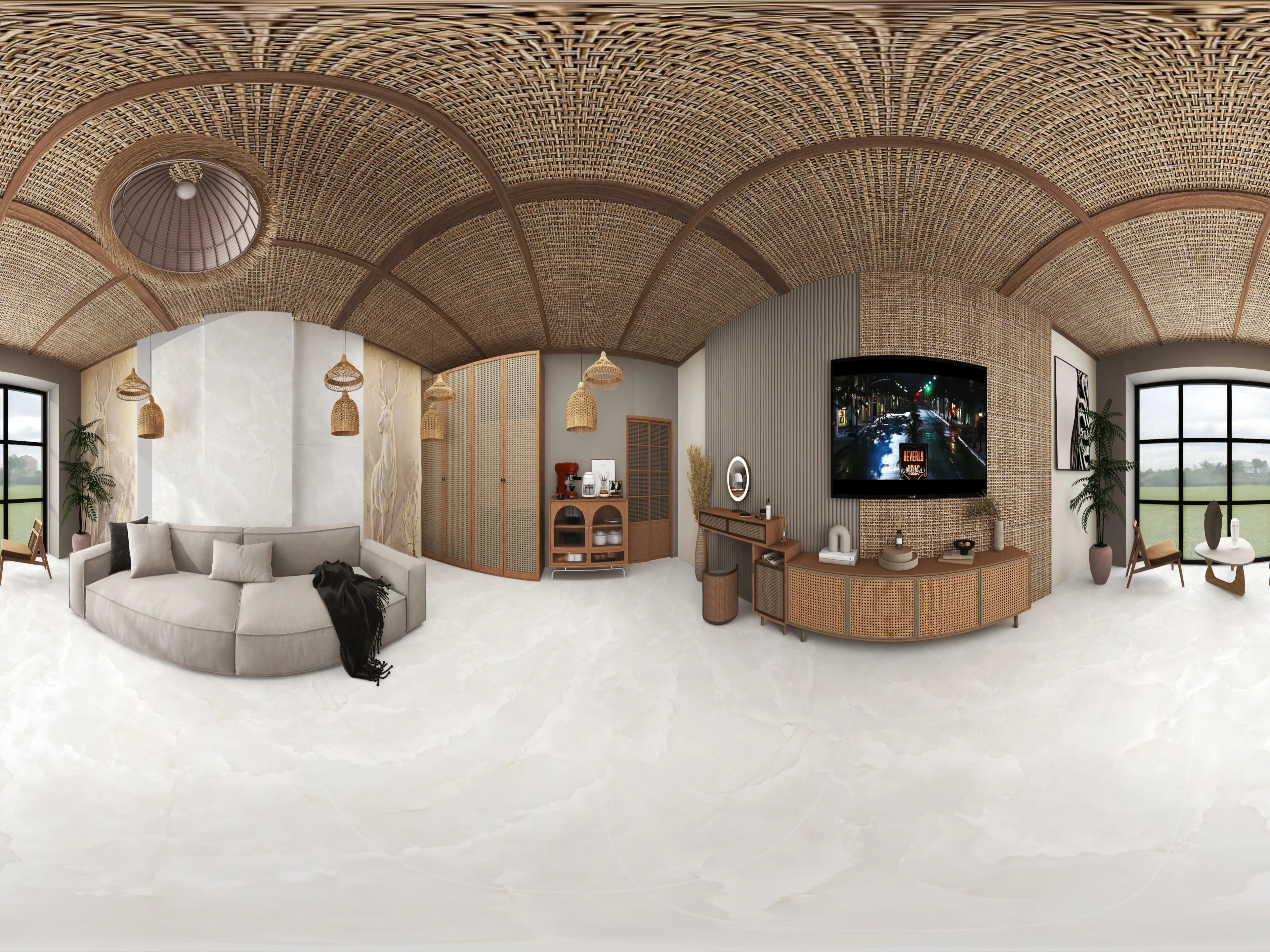 A 360 degree room with Iconic White tiles