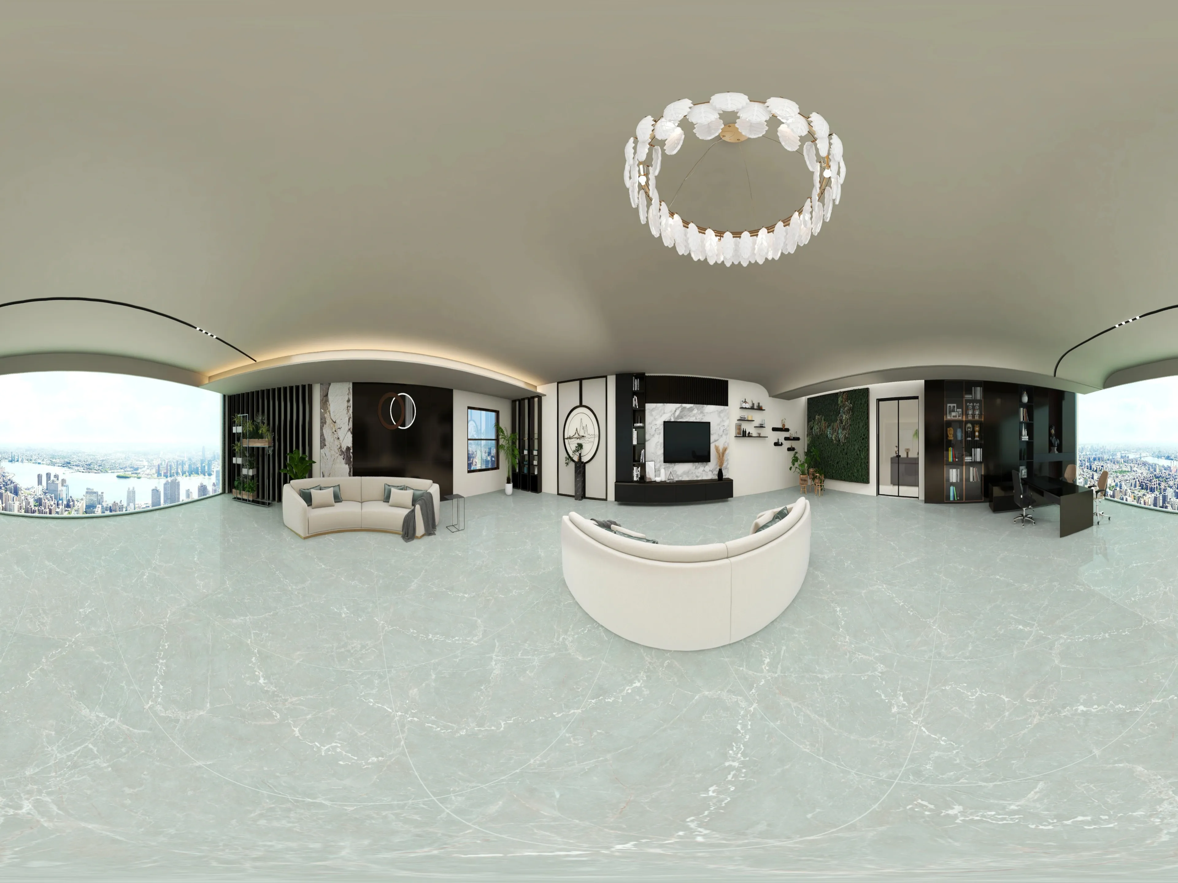 A 360 degree room with Tunisia Olive tiles
