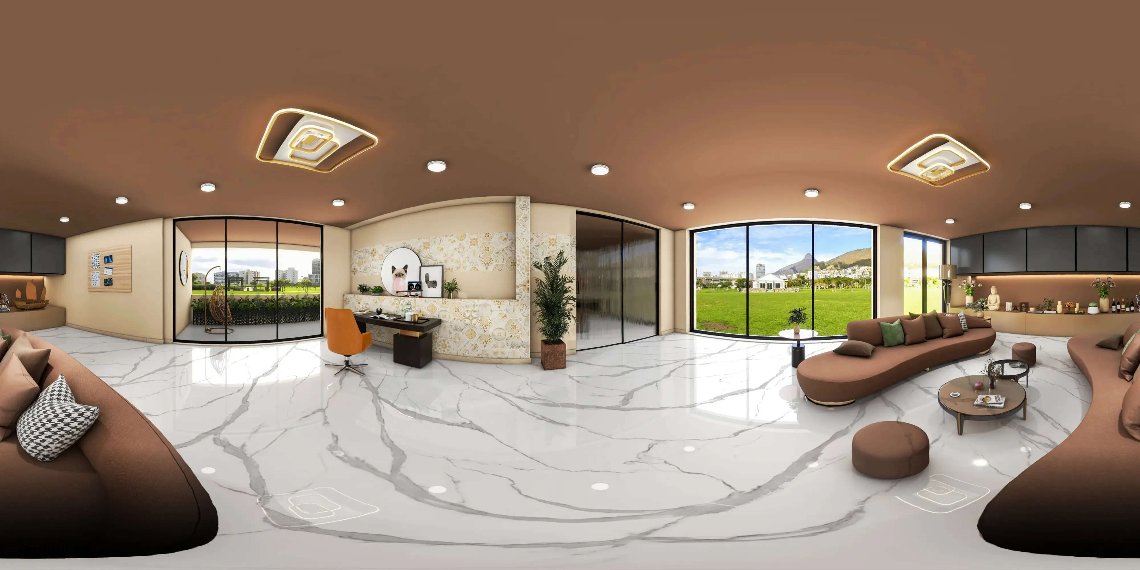 A 360 degree room with Statuario Flip tiles
