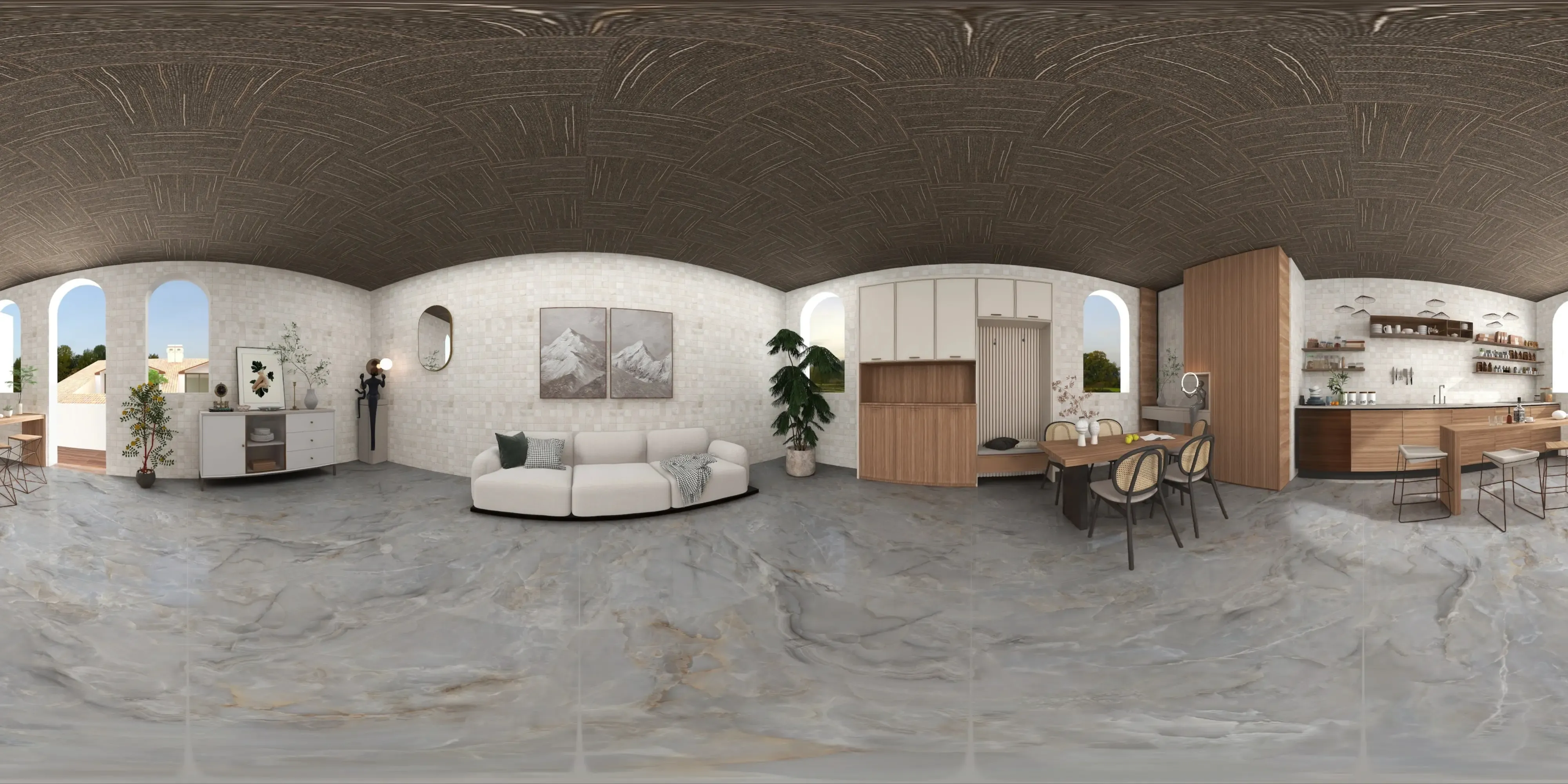 A 360 degree room with Precious Onyx Natural tiles