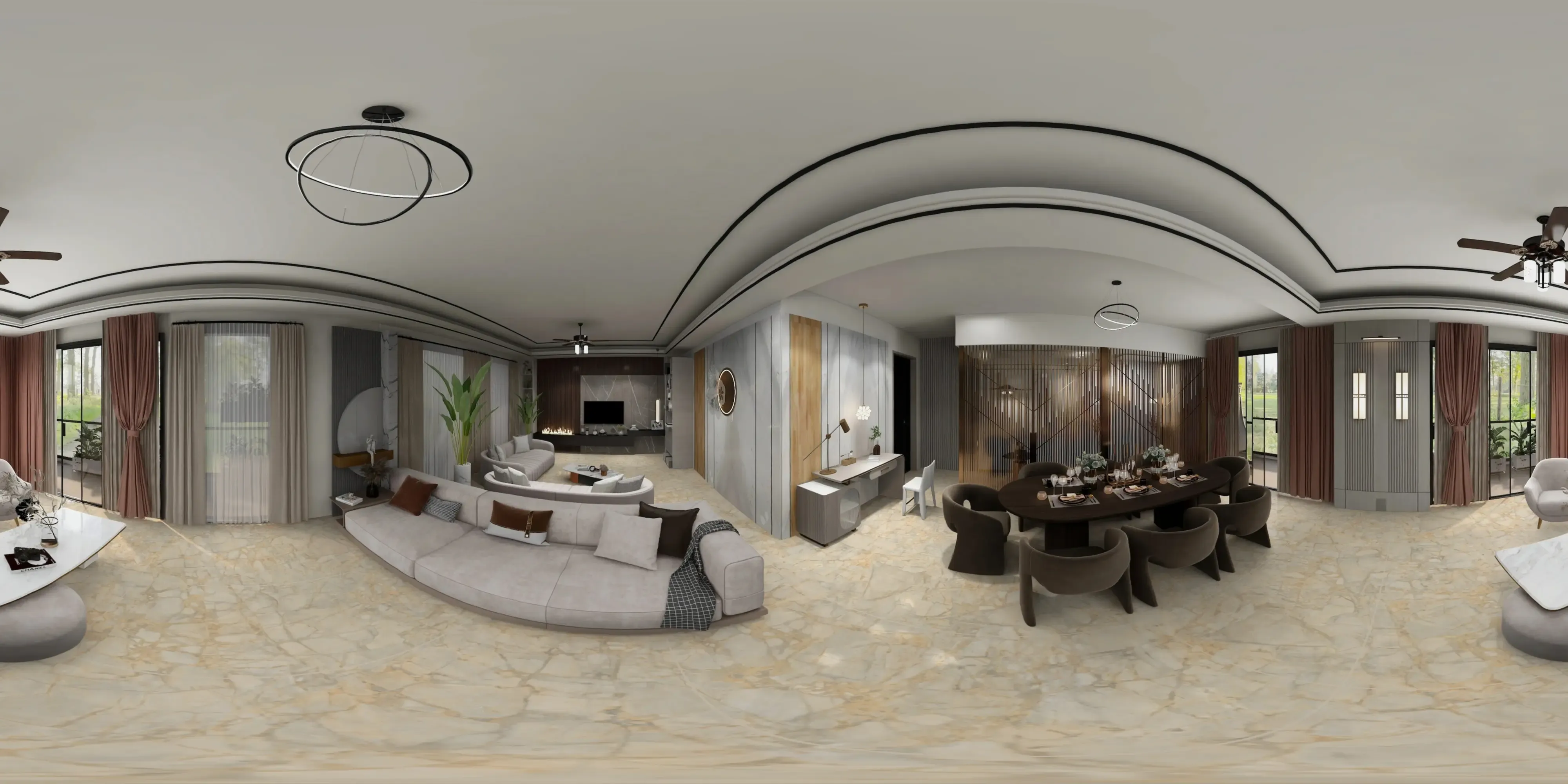 A 360 degree room with Novella Beige tiles
