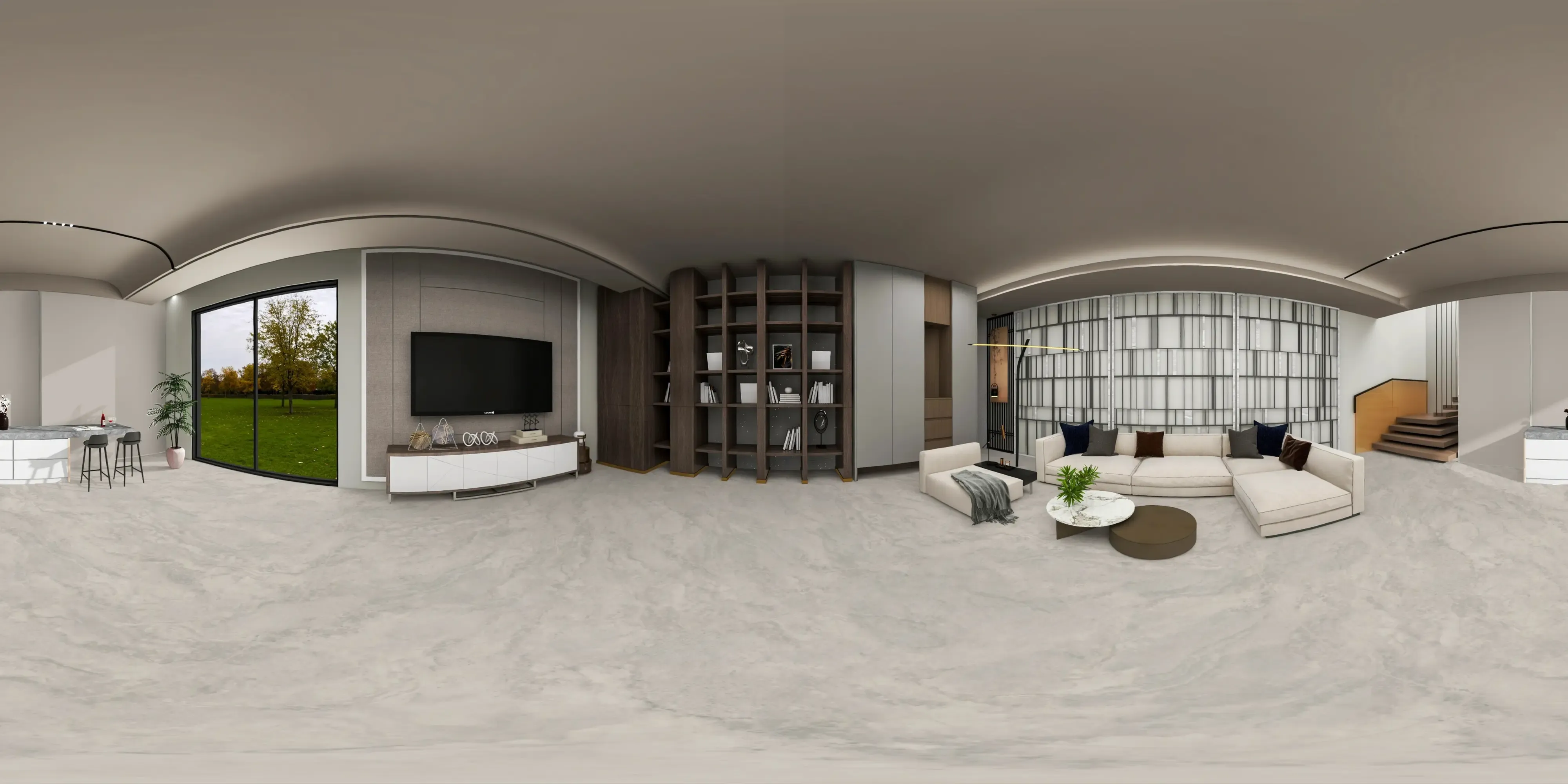 A 360 degree room with Limestone Silver tiles