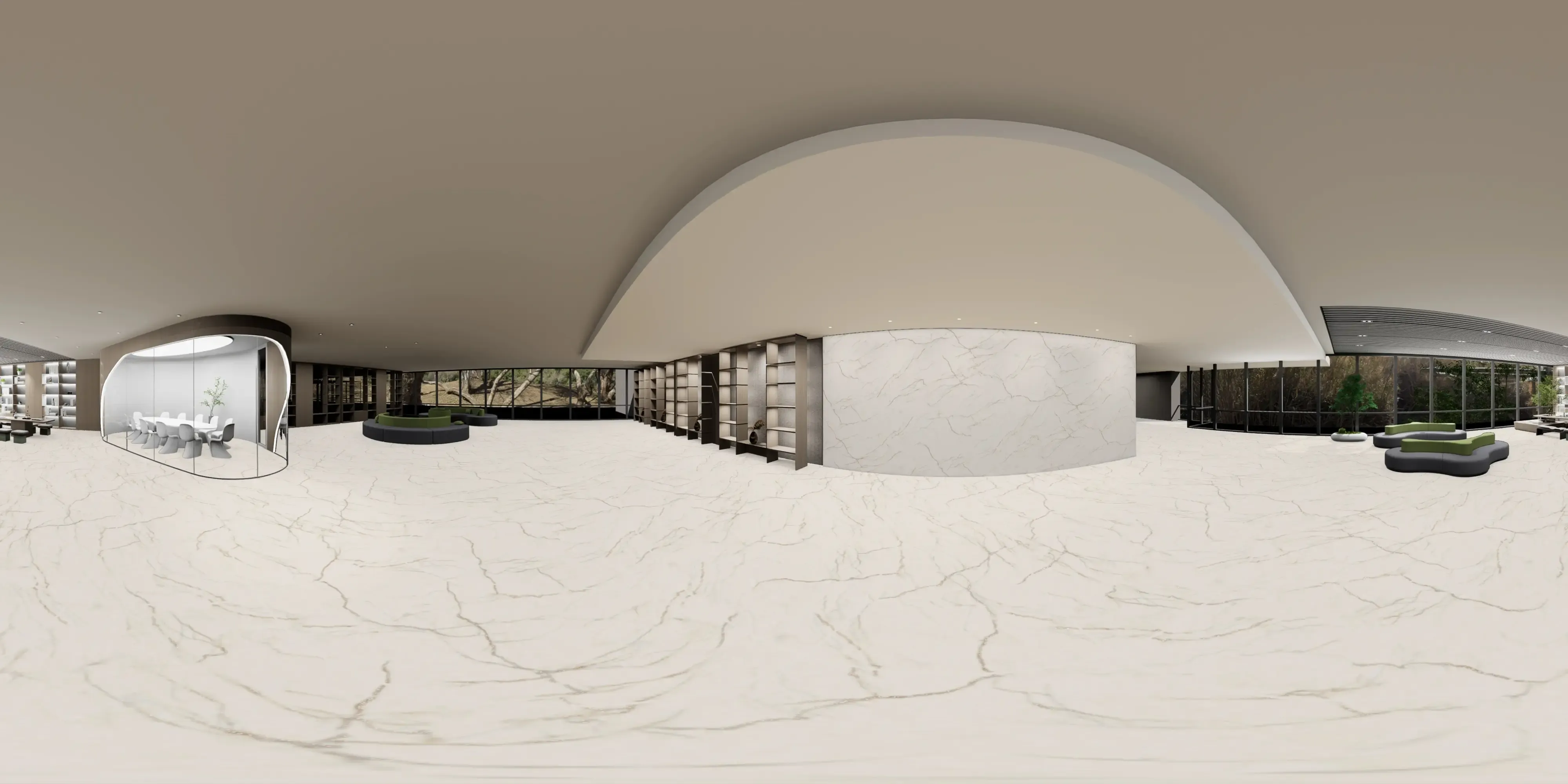 A 360 degree room with Emerita White tiles