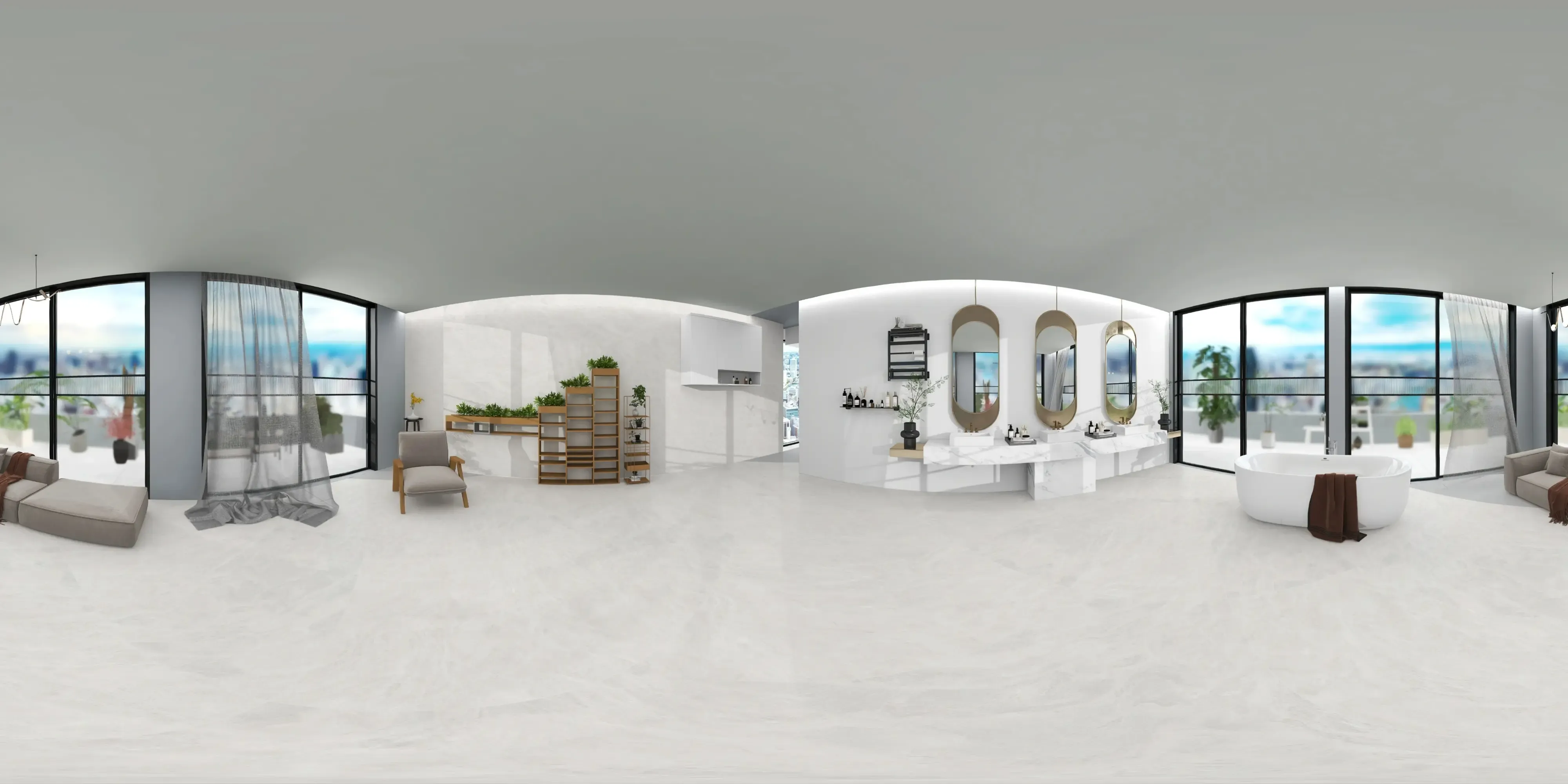 A 360 degree room with Earth Stone Bianco tiles