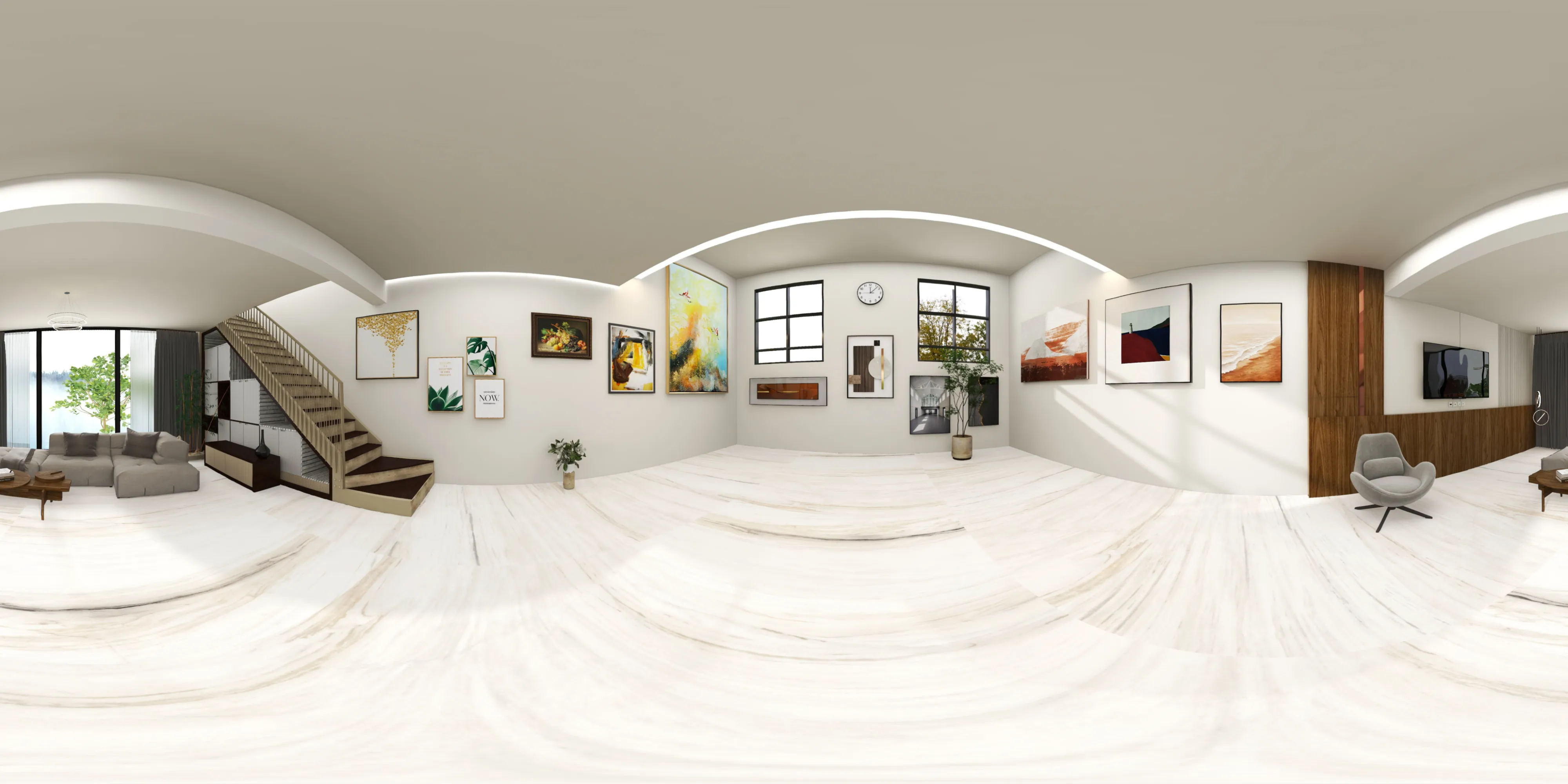 A 360 degree room with Lassa Pearl White tiles